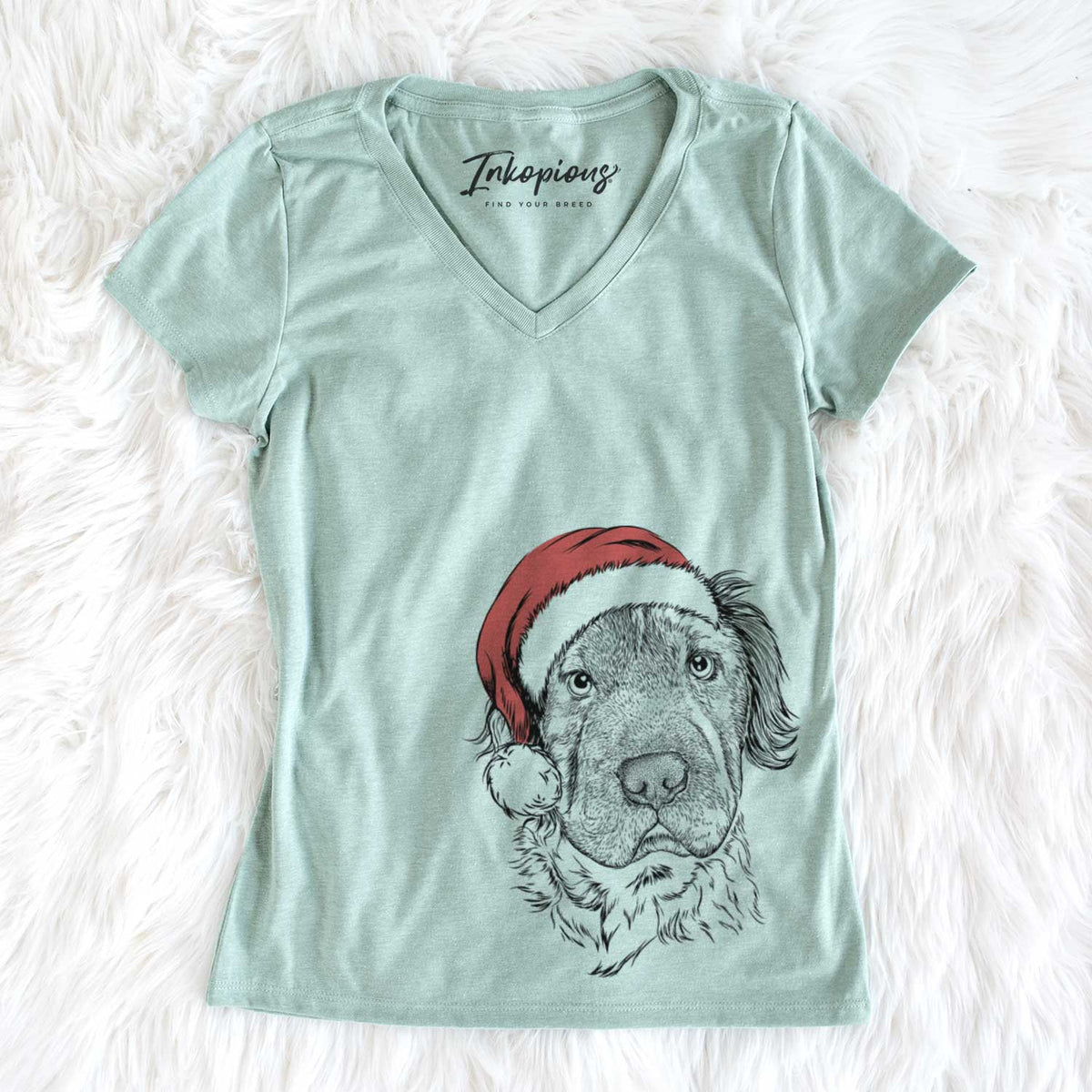 Santa Rex the Mini Hippo - Women&#39;s V-neck Shirt