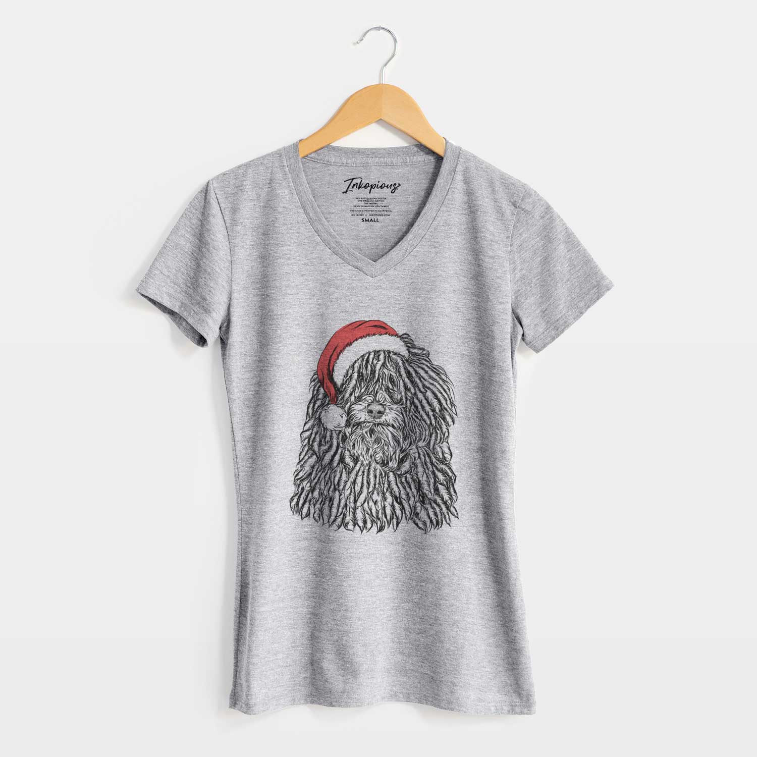 Santa Rezi the Puli - Women's V-neck Shirt