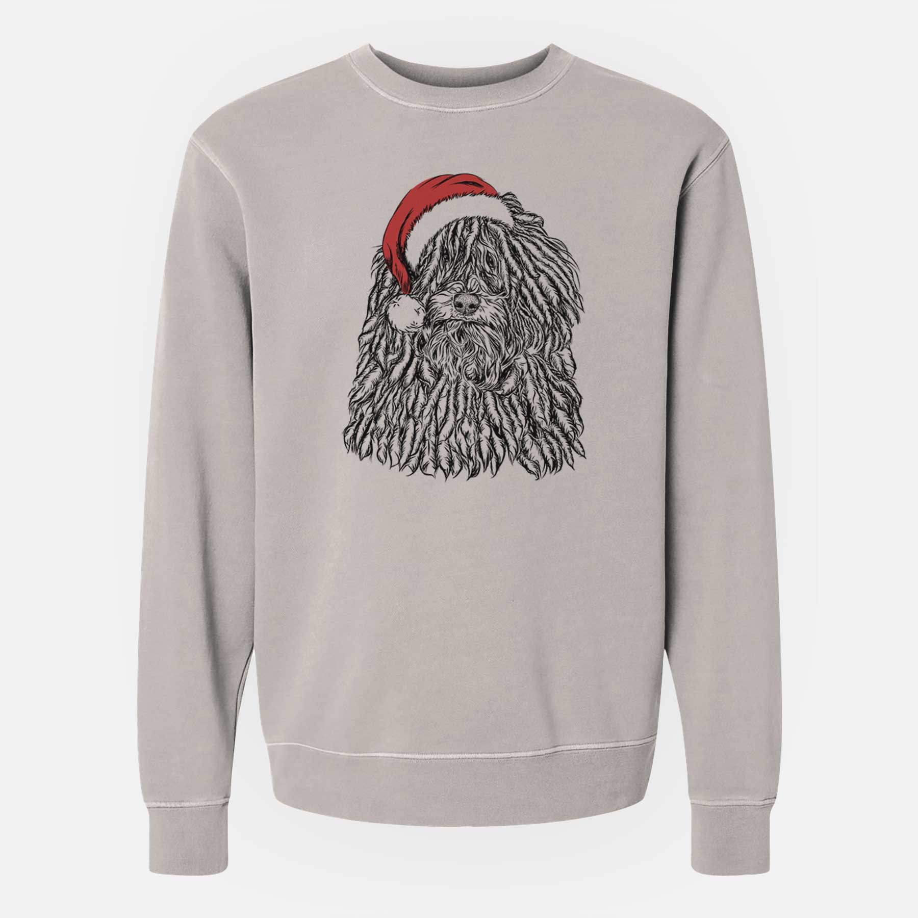 Santa Rezi the Puli - Unisex Pigment Dyed Crew Sweatshirt