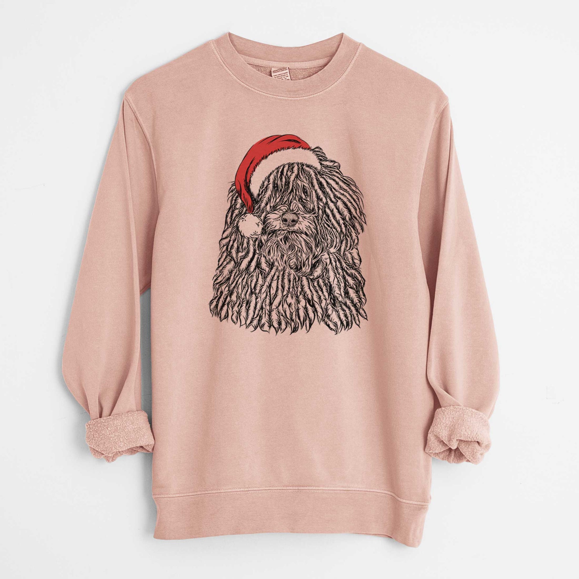 Santa Rezi the Puli - Unisex Pigment Dyed Crew Sweatshirt