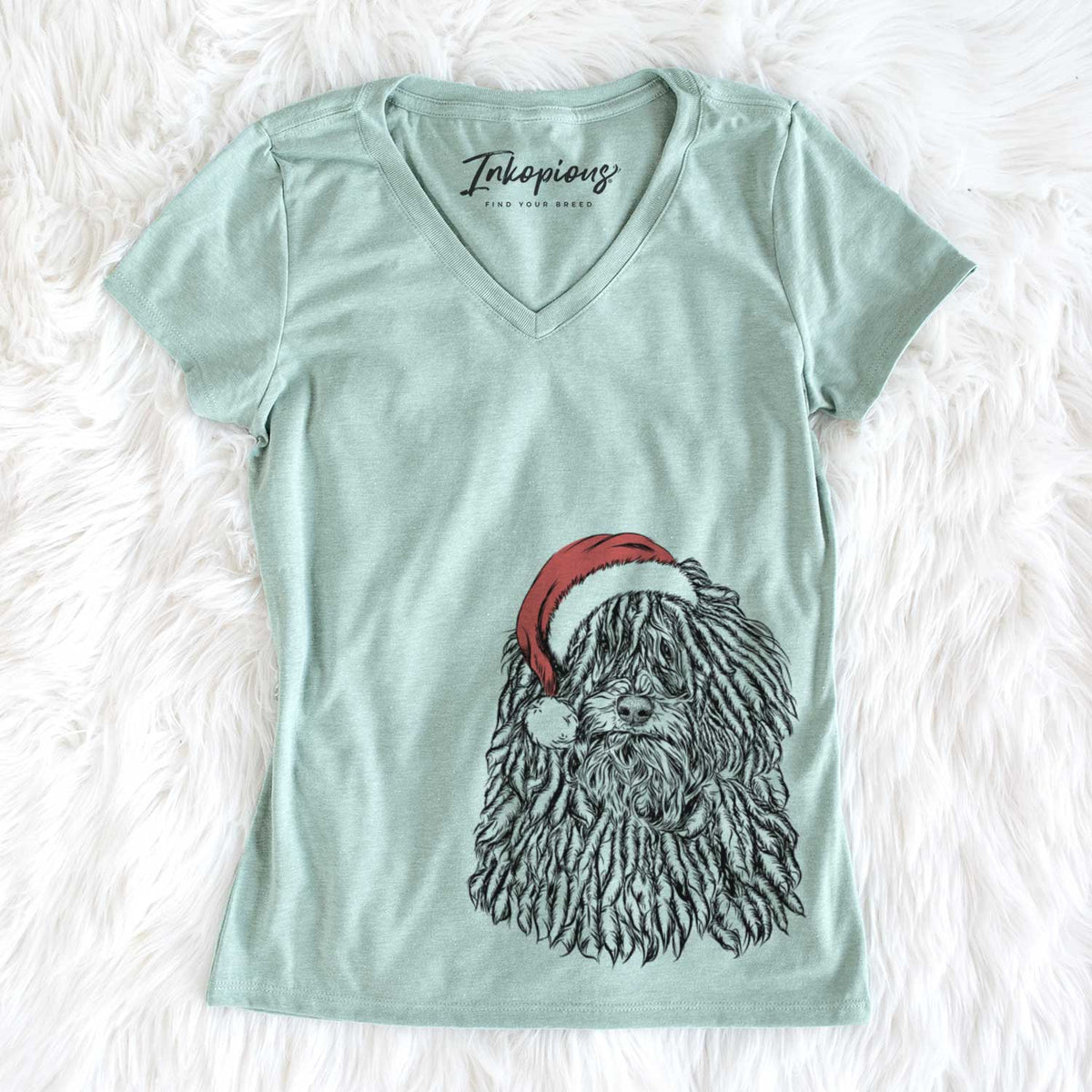 Santa Rezi the Puli - Women&#39;s V-neck Shirt