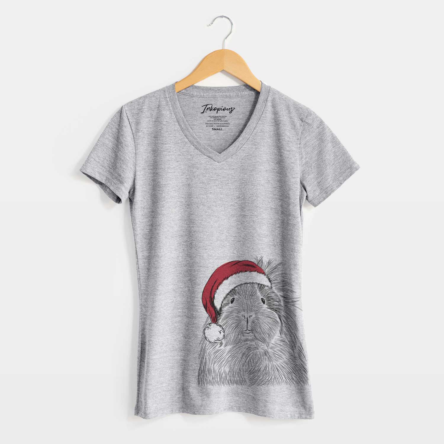 Santa Rhino the Guinea Pig - Women's V-neck Shirt