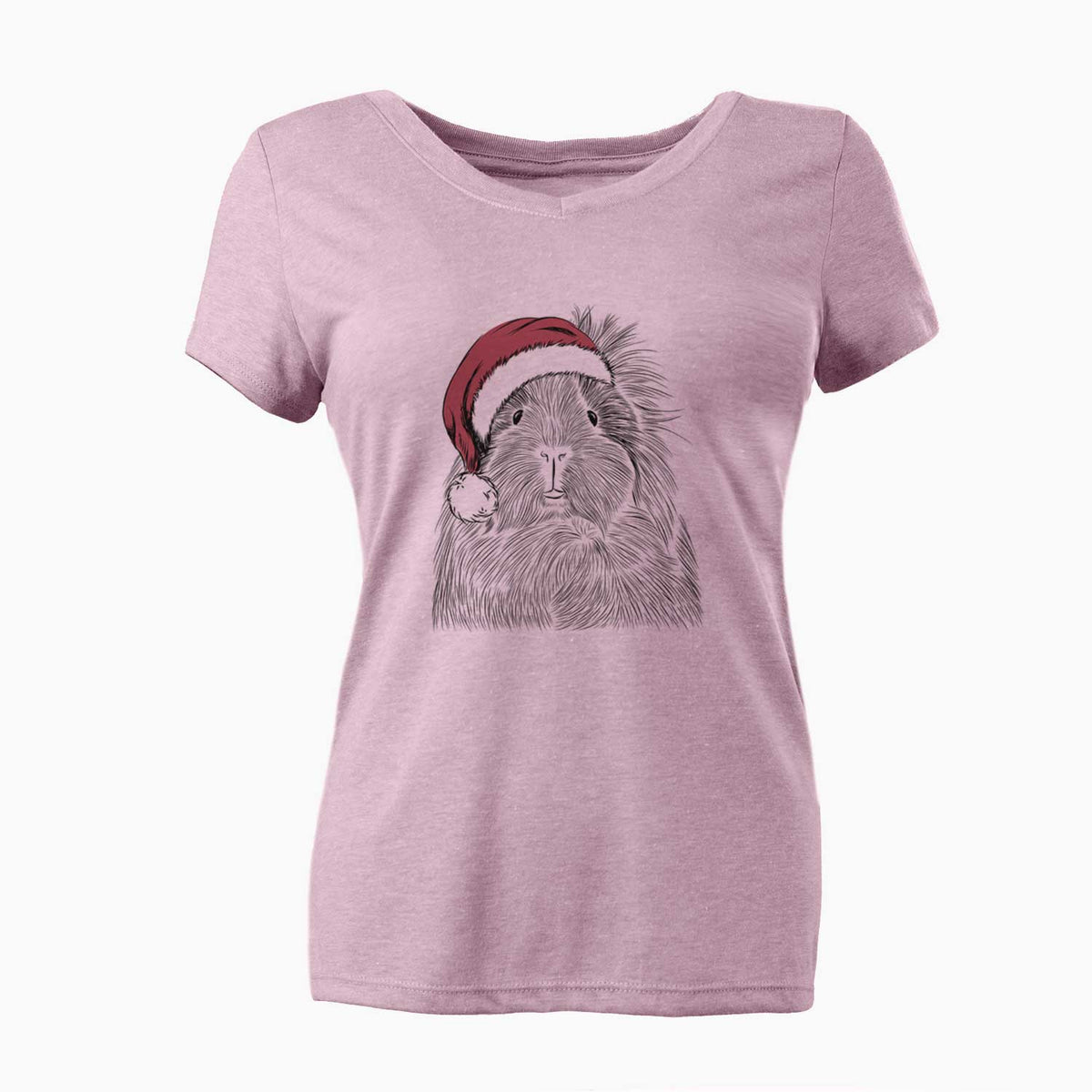 Santa Rhino the Guinea Pig - Women's V-neck Shirt