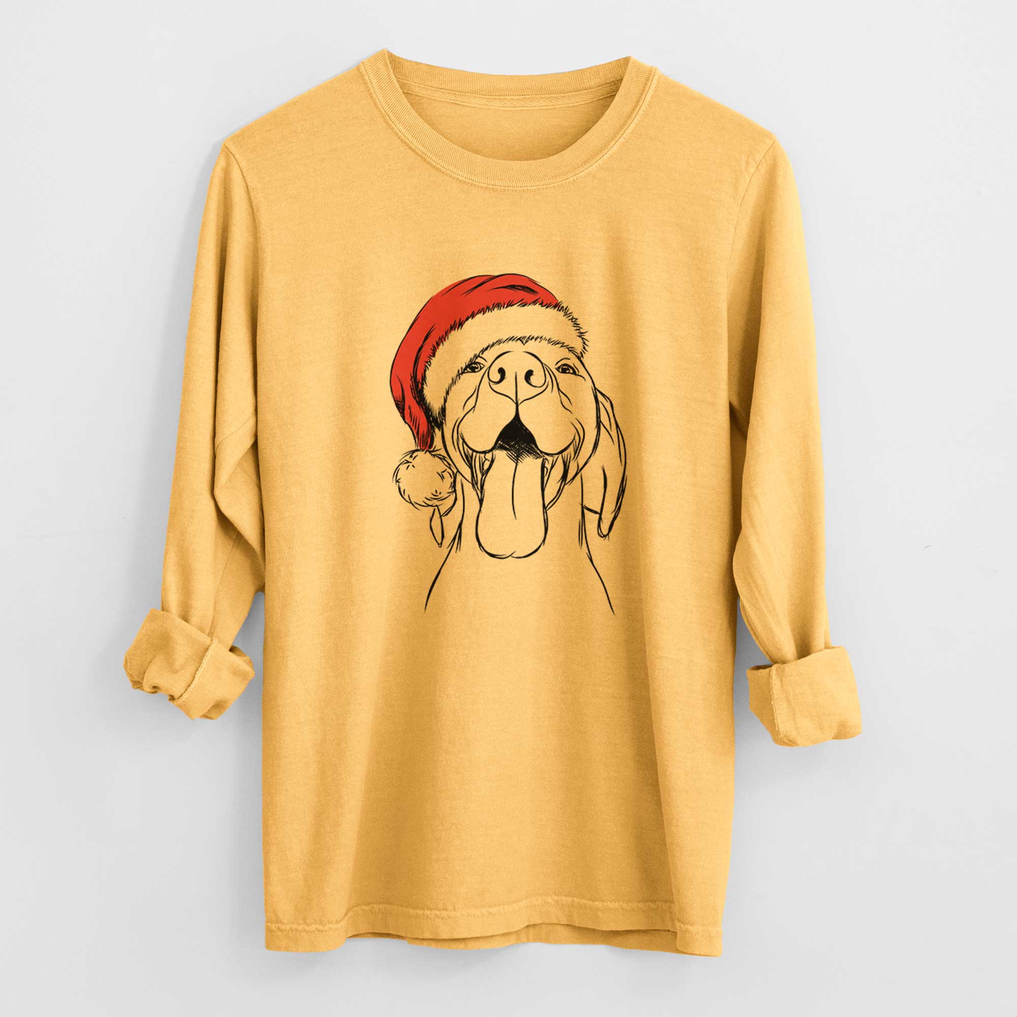 Santa Rhys the Vizsla - Heavyweight 100% Cotton Long Sleeve