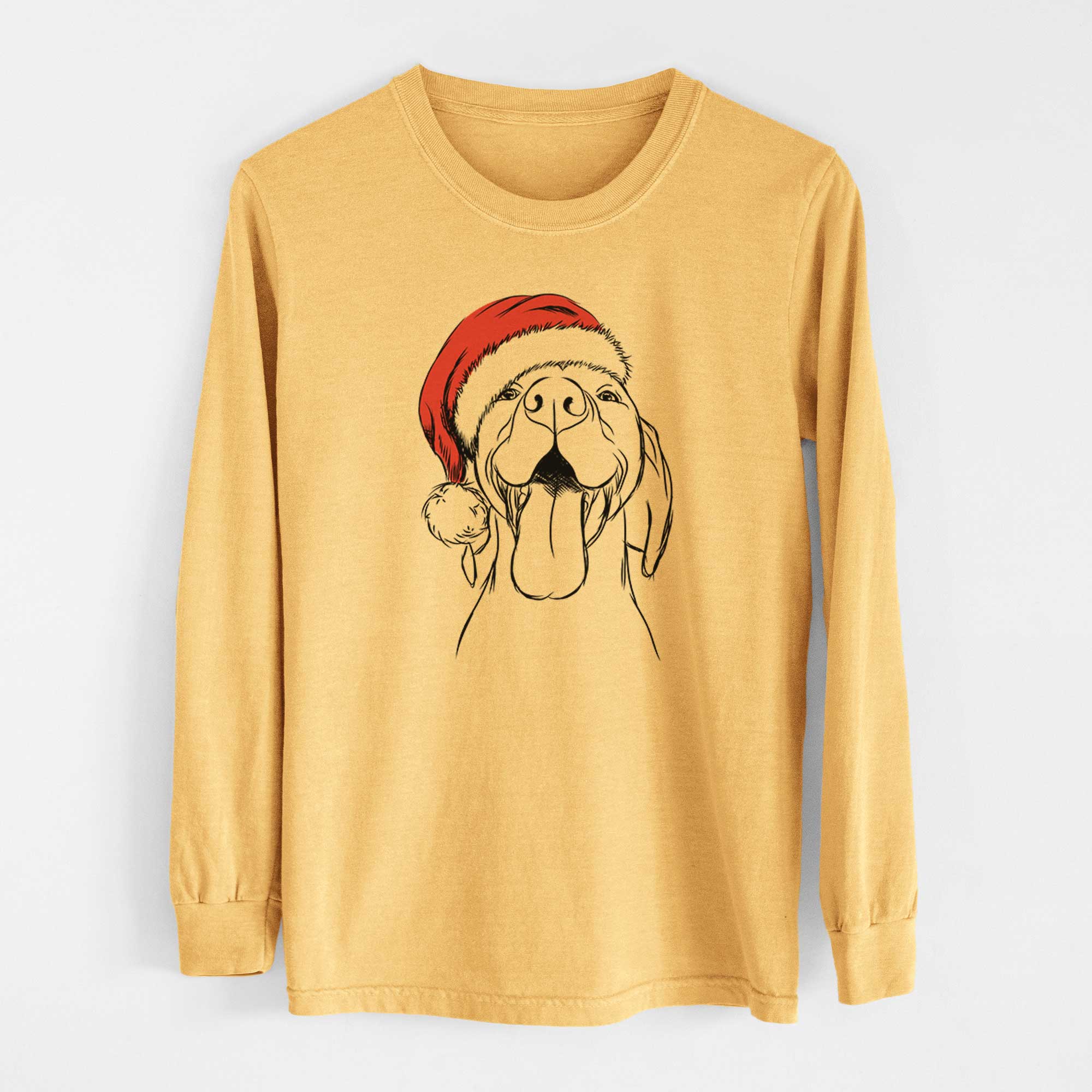 Santa Rhys the Vizsla - Heavyweight 100% Cotton Long Sleeve