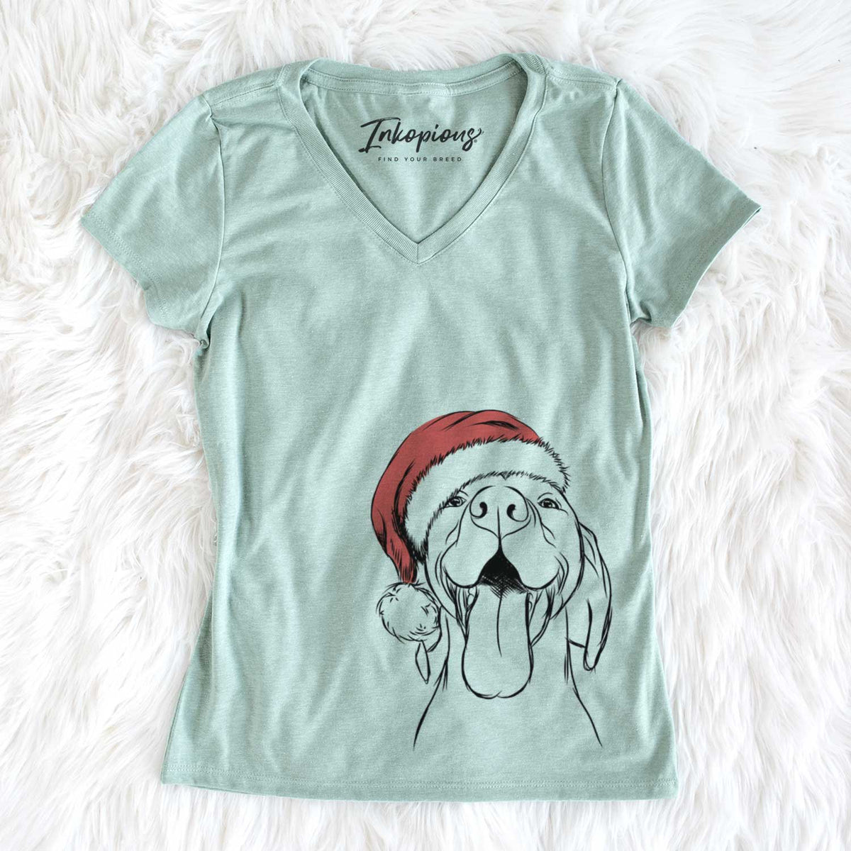 Santa Rhys the Vizsla - Women's V-neck Shirt