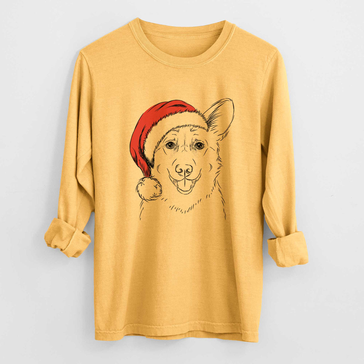 Santa Ricco the Corgi - Heavyweight 100% Cotton Long Sleeve