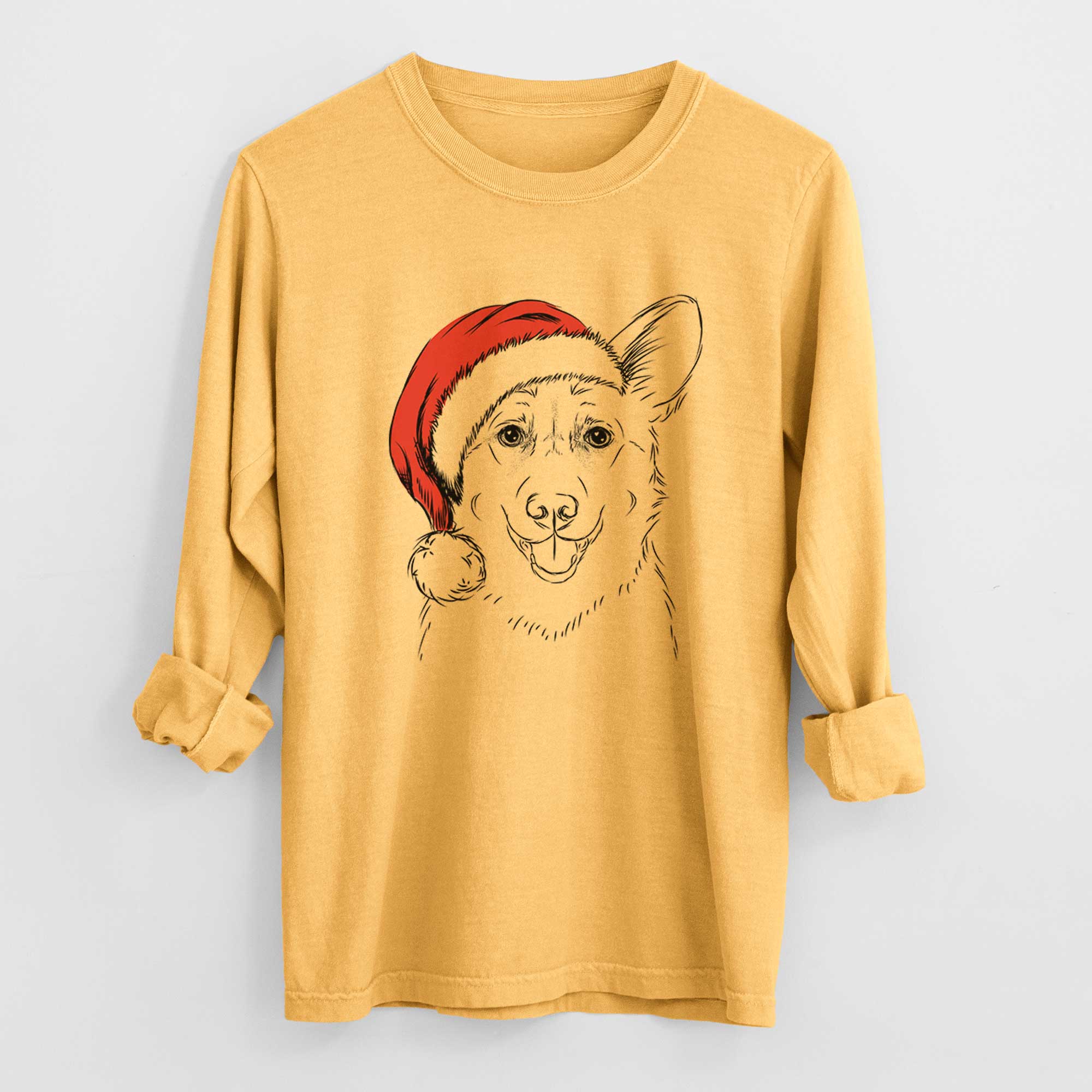 Santa Ricco the Corgi - Heavyweight 100% Cotton Long Sleeve