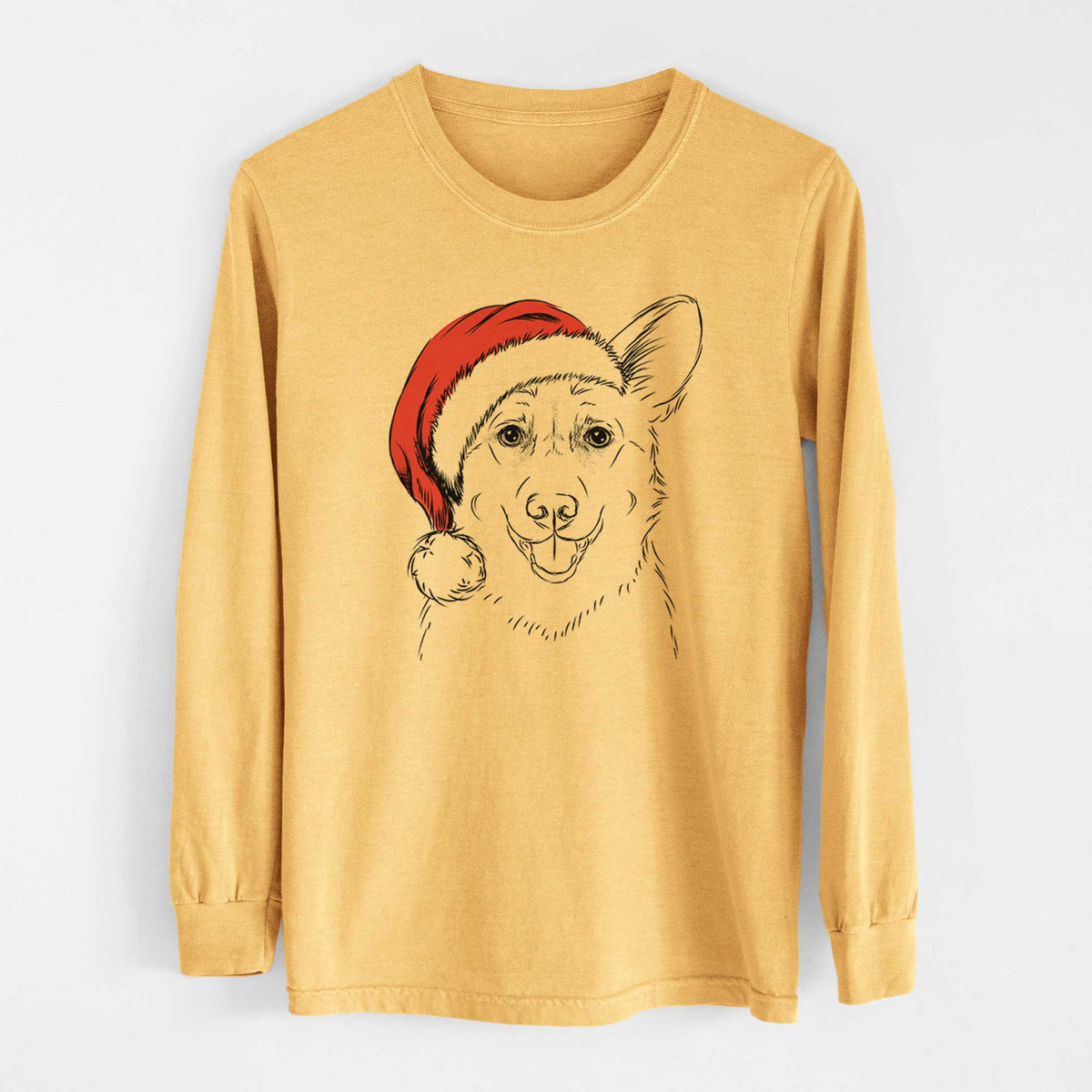 Santa Ricco the Corgi - Heavyweight 100% Cotton Long Sleeve