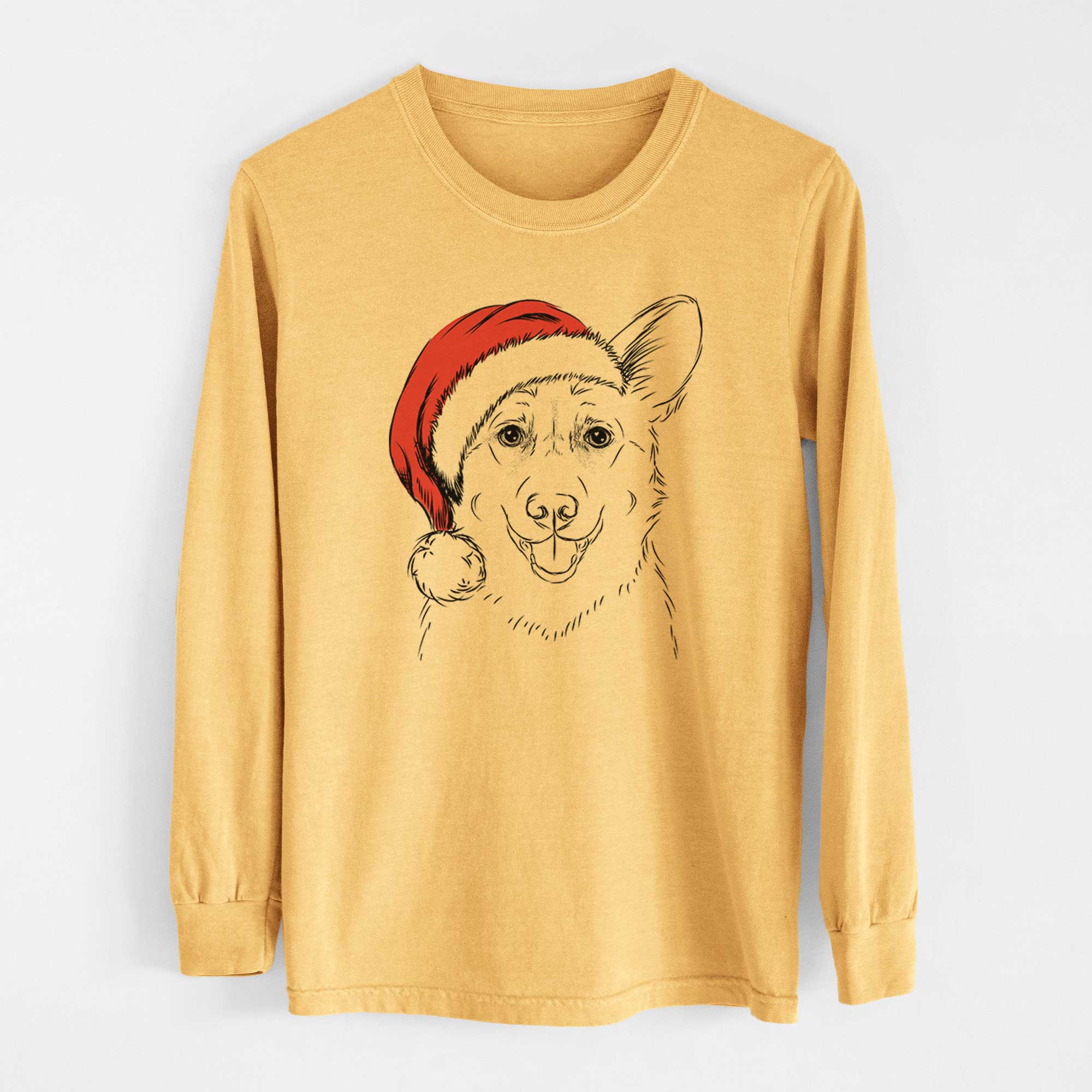 Santa Ricco the Corgi - Heavyweight 100% Cotton Long Sleeve