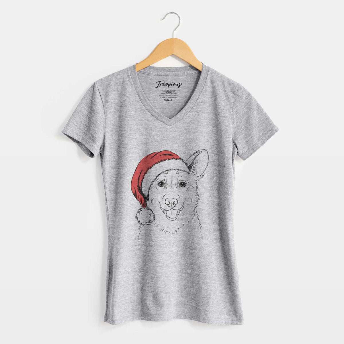 Santa Ricco the Corgi - Women's V-neck Shirt