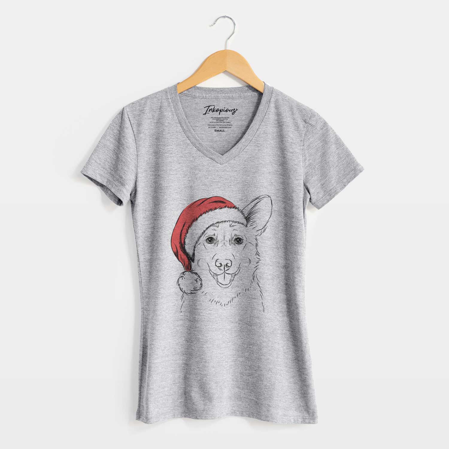 Santa Ricco the Corgi - Women's V-neck Shirt