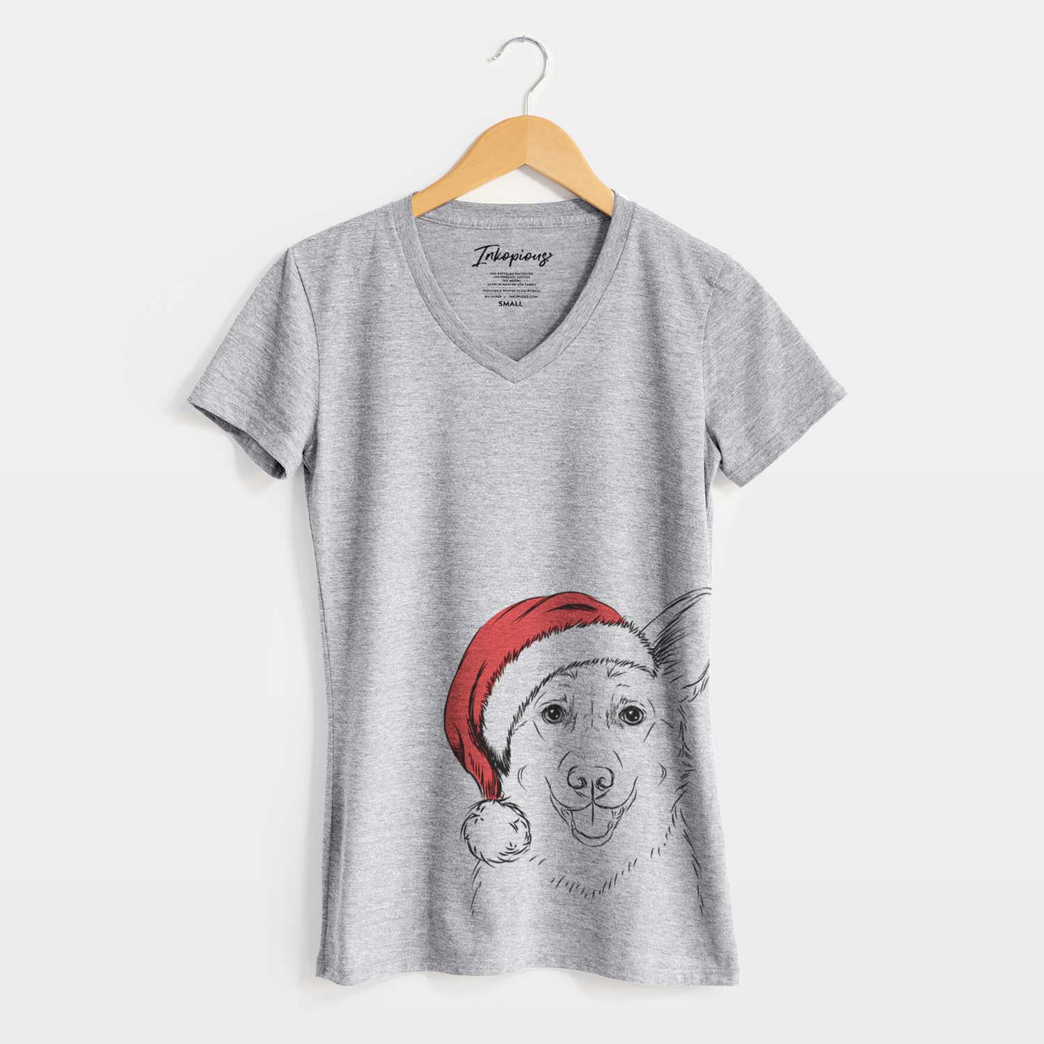 Santa Ricco the Corgi - Women's V-neck Shirt