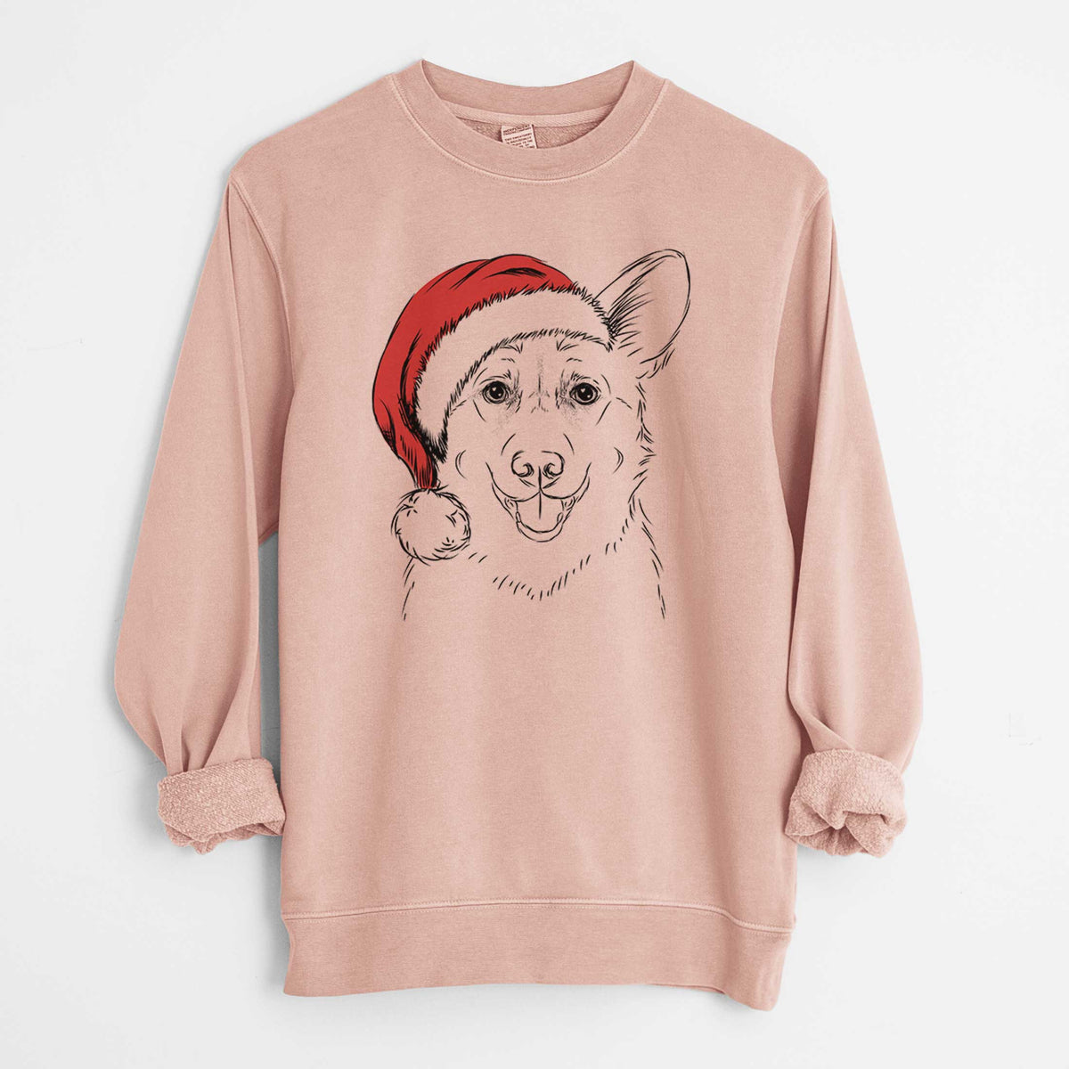 Santa Ricco the Corgi - Unisex Pigment Dyed Crew Sweatshirt