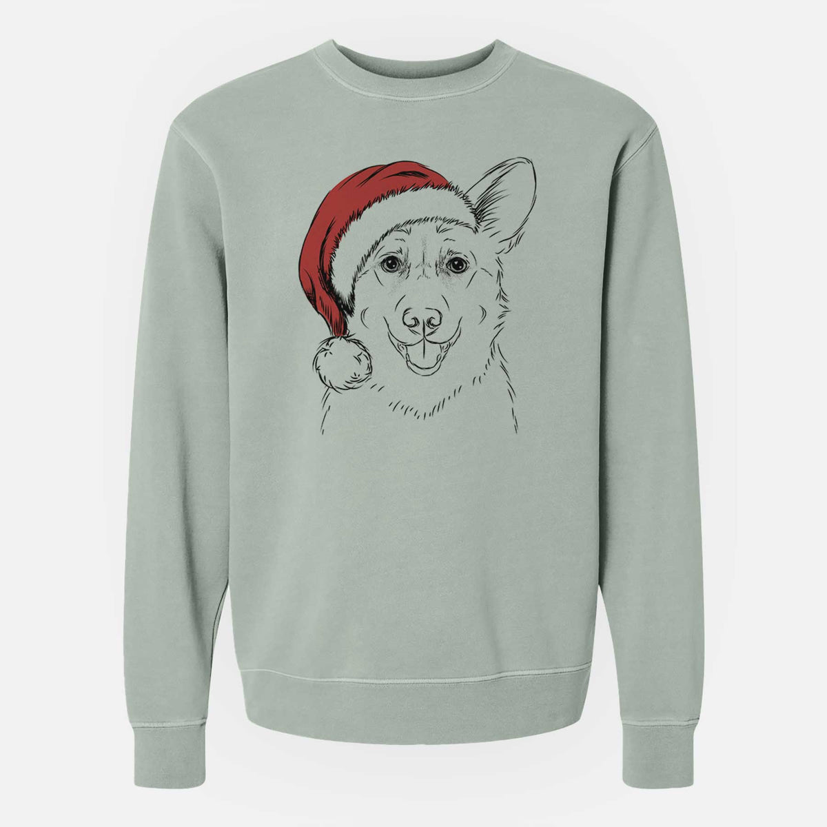 Santa Ricco the Corgi - Unisex Pigment Dyed Crew Sweatshirt
