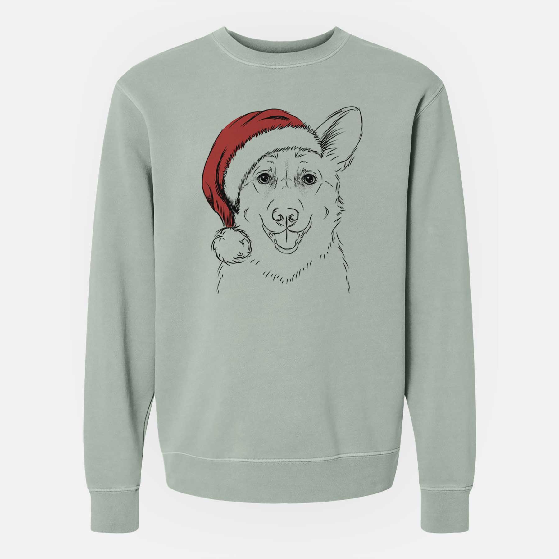 Santa Ricco the Corgi - Unisex Pigment Dyed Crew Sweatshirt