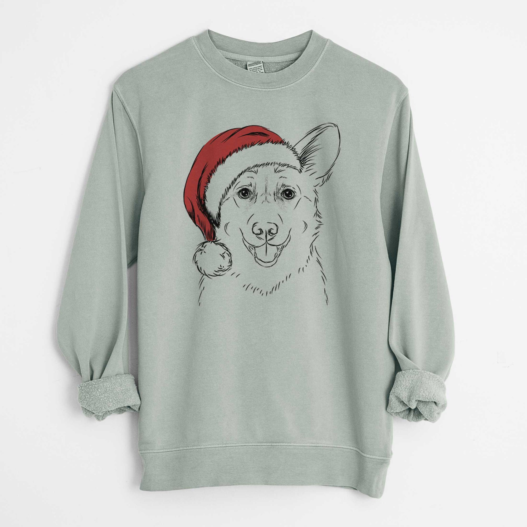 Santa Ricco the Corgi - Unisex Pigment Dyed Crew Sweatshirt