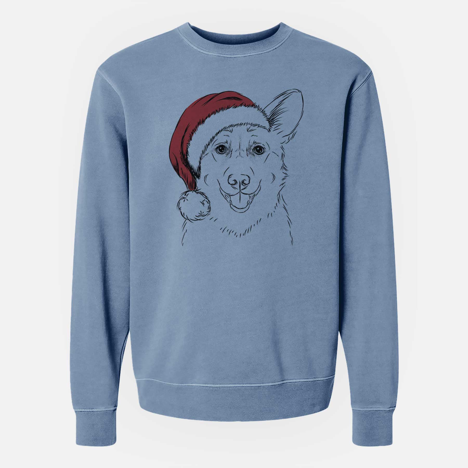 Santa Ricco the Corgi - Unisex Pigment Dyed Crew Sweatshirt