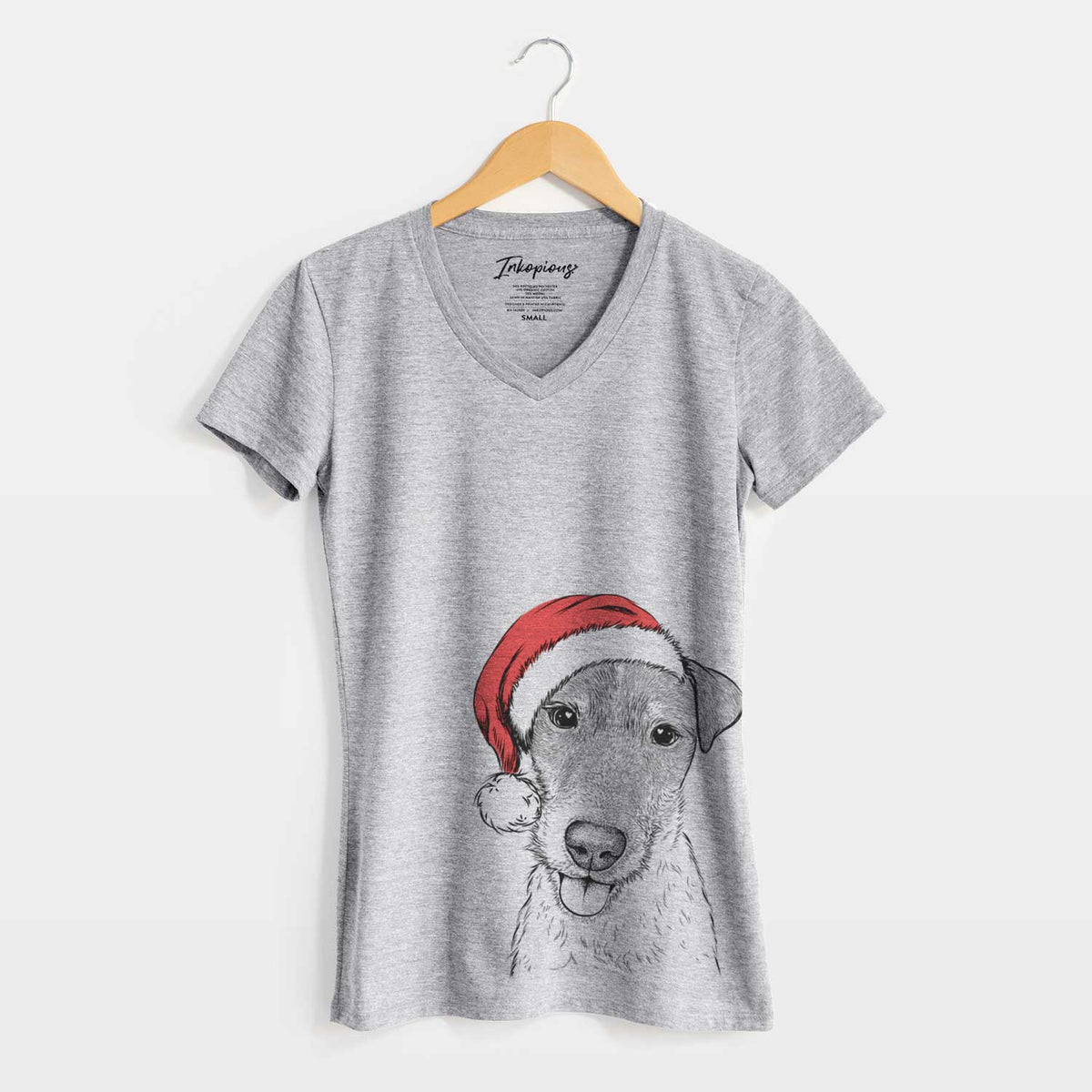 Santa Rider the Parson Russell Terrier - Women's V-neck Shirt