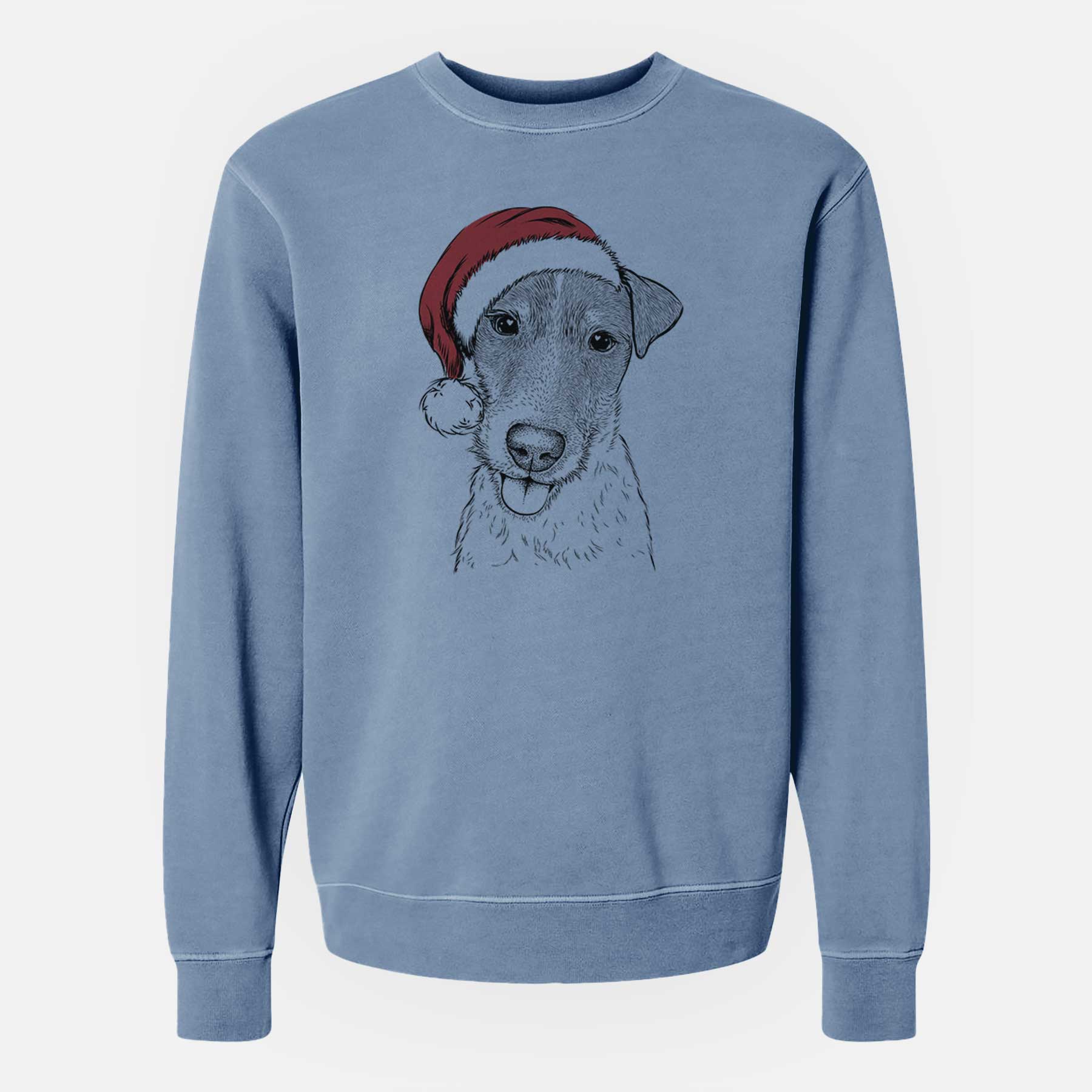 Santa Rider the Parson Russell Terrier - Unisex Pigment Dyed Crew Sweatshirt