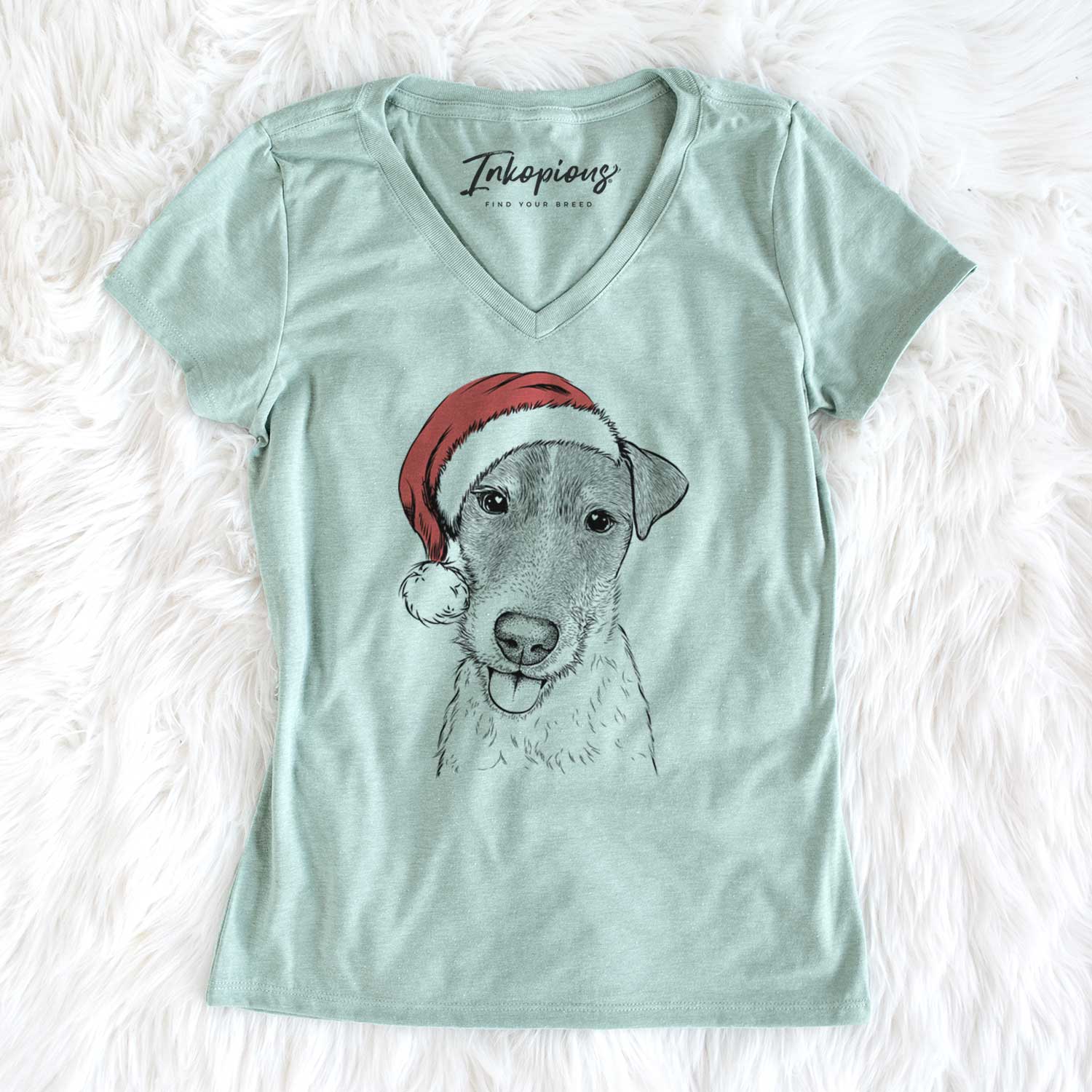 Santa Rider the Parson Russell Terrier - Women's V-neck Shirt