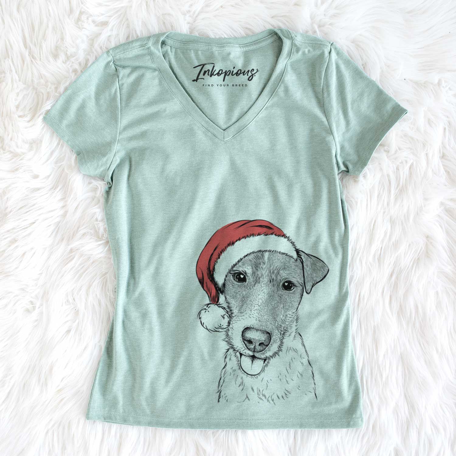 Santa Rider the Parson Russell Terrier - Women's V-neck Shirt