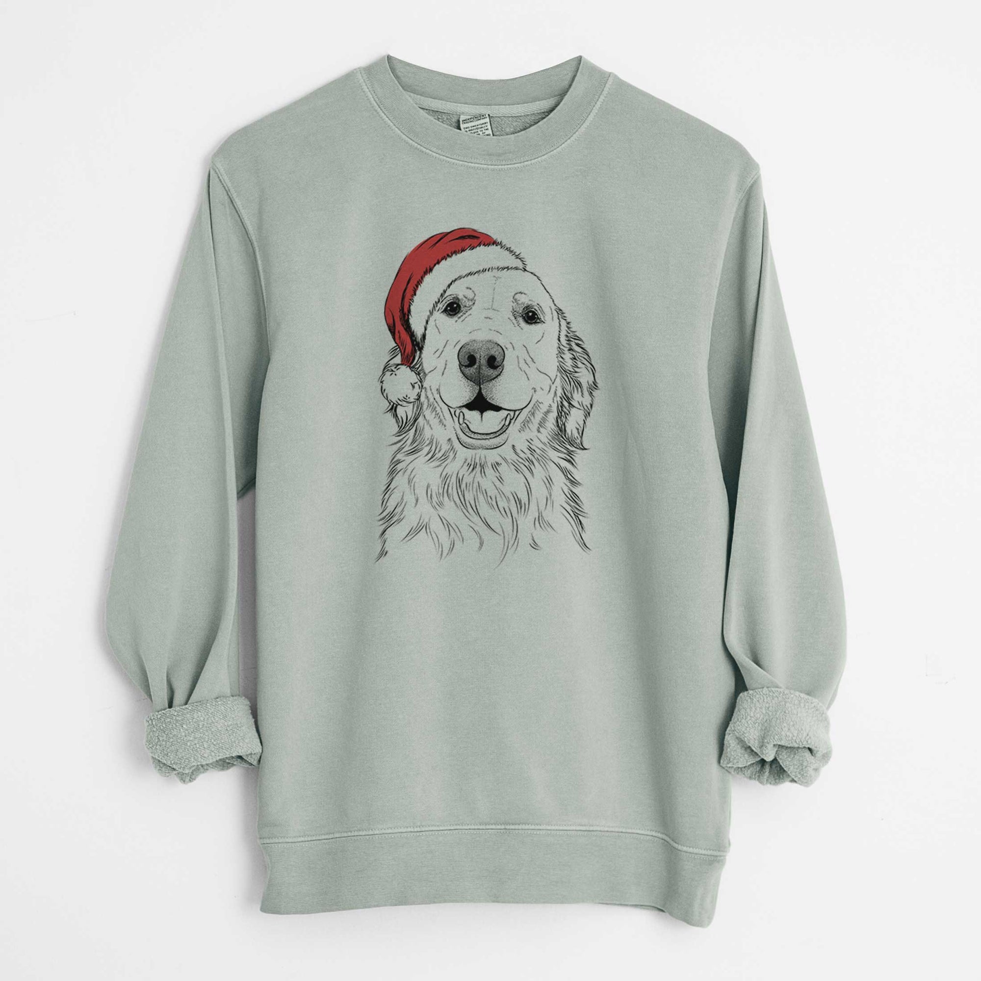 Santa Ridge the Golden Retriever - Unisex Pigment Dyed Crew Sweatshirt