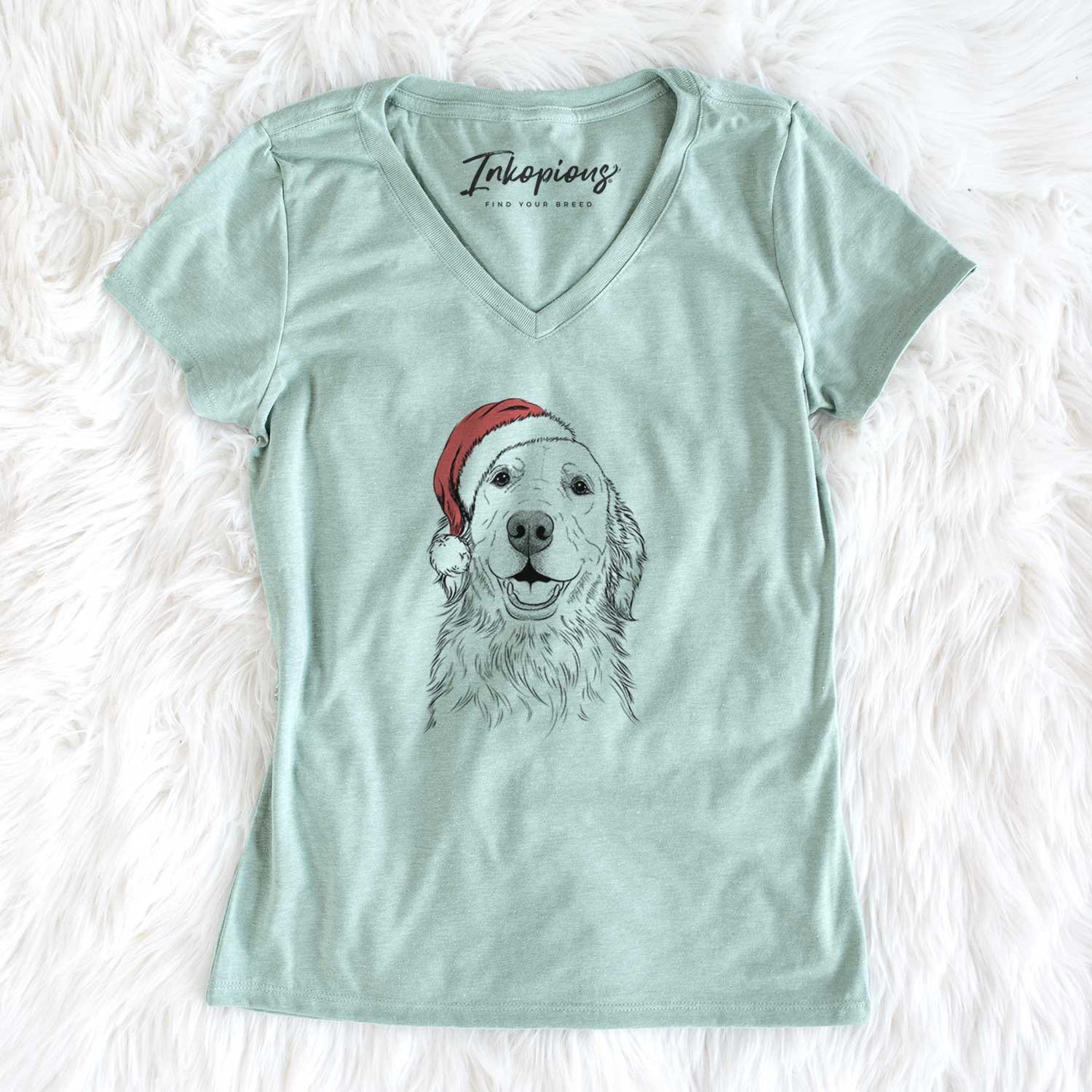 Santa Ridge the Golden Retriever - Women's V-neck Shirt