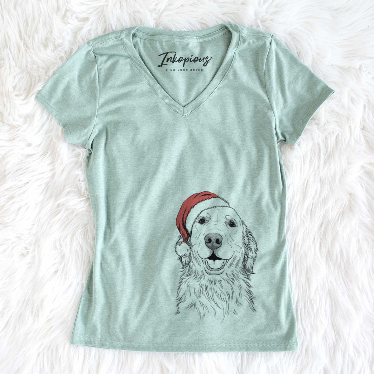 Santa Ridge the Golden Retriever - Women&#39;s V-neck Shirt