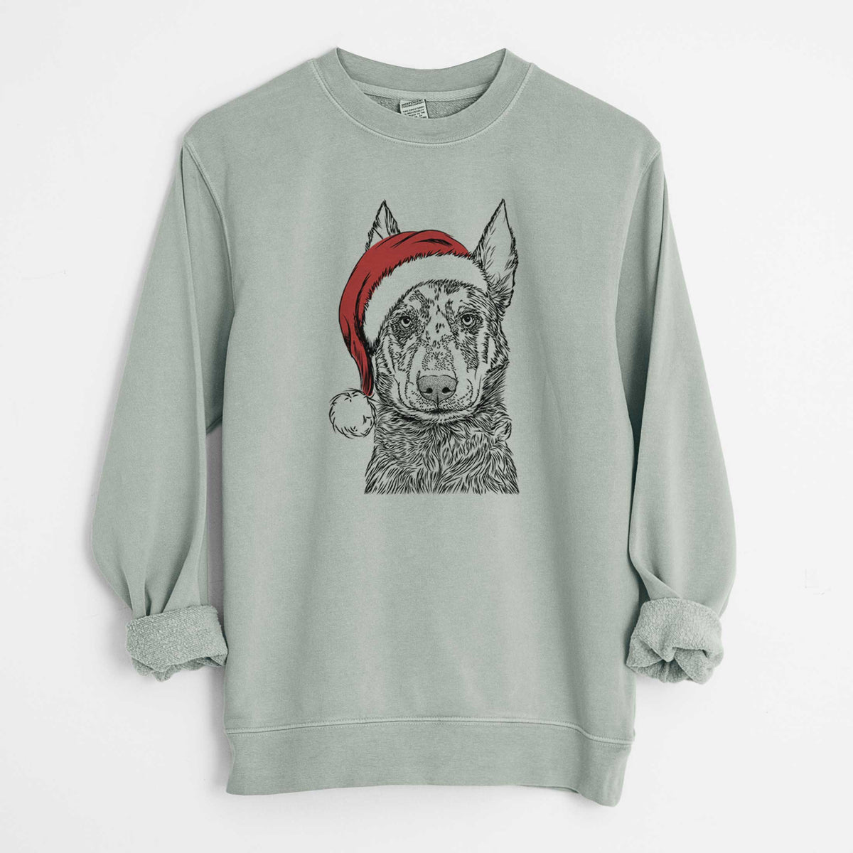 Santa Riggs the Beauceron - Unisex Pigment Dyed Crew Sweatshirt