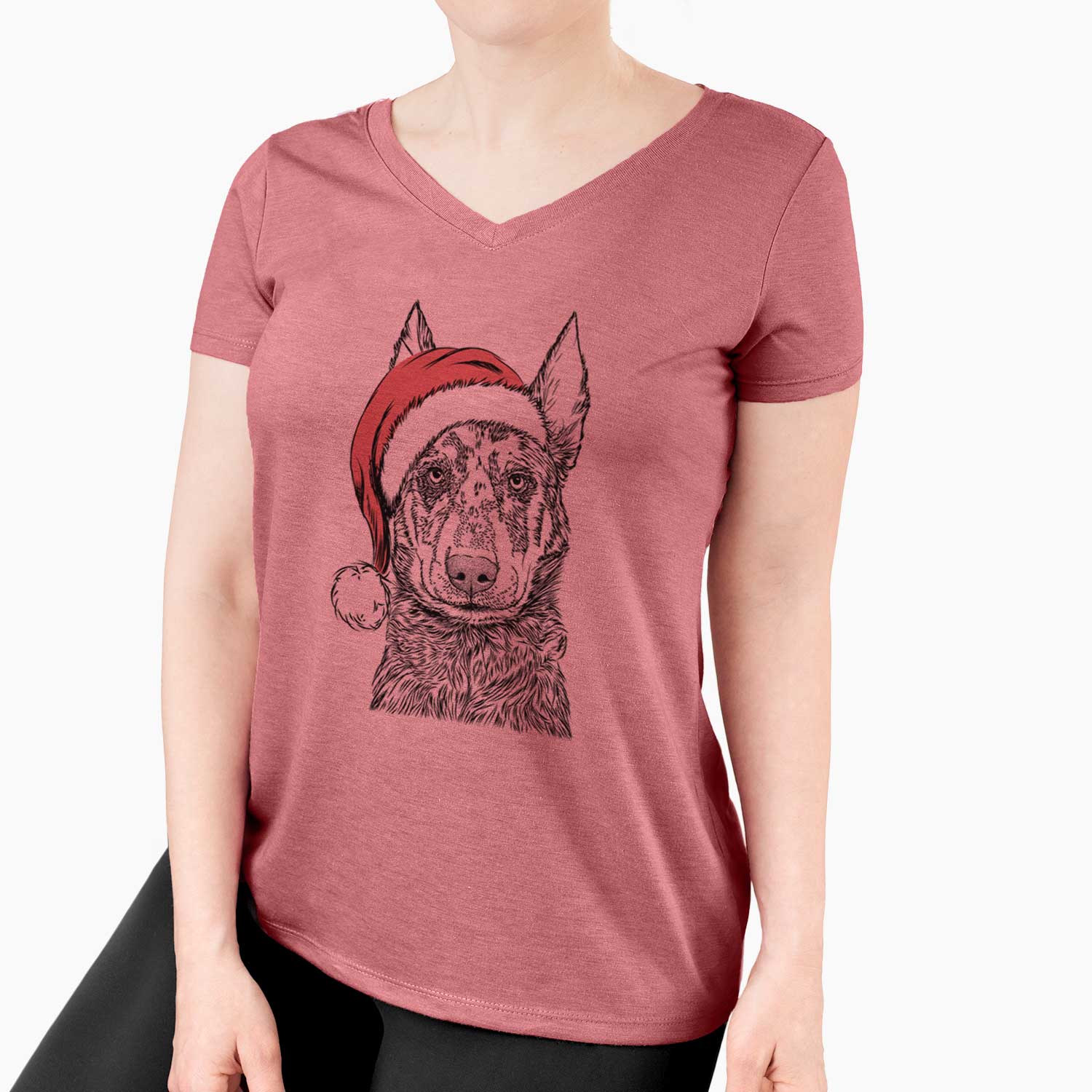 Santa Riggs the Beauceron - Women's V-neck Shirt