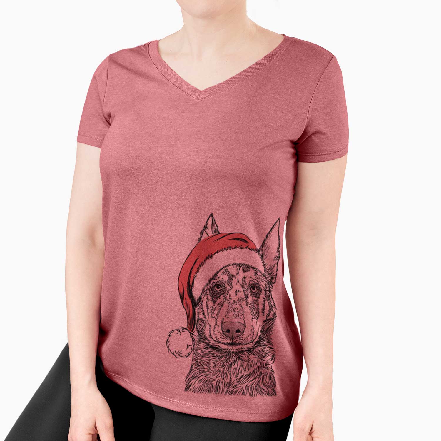 Santa Riggs the Beauceron - Women's V-neck Shirt