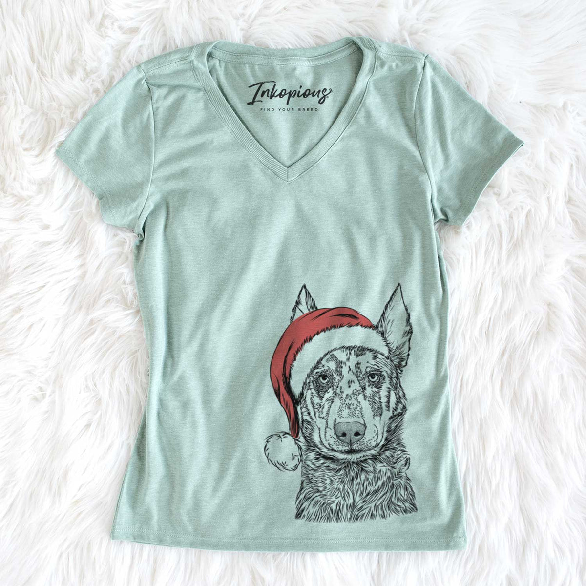 Santa Riggs the Beauceron - Women&#39;s V-neck Shirt