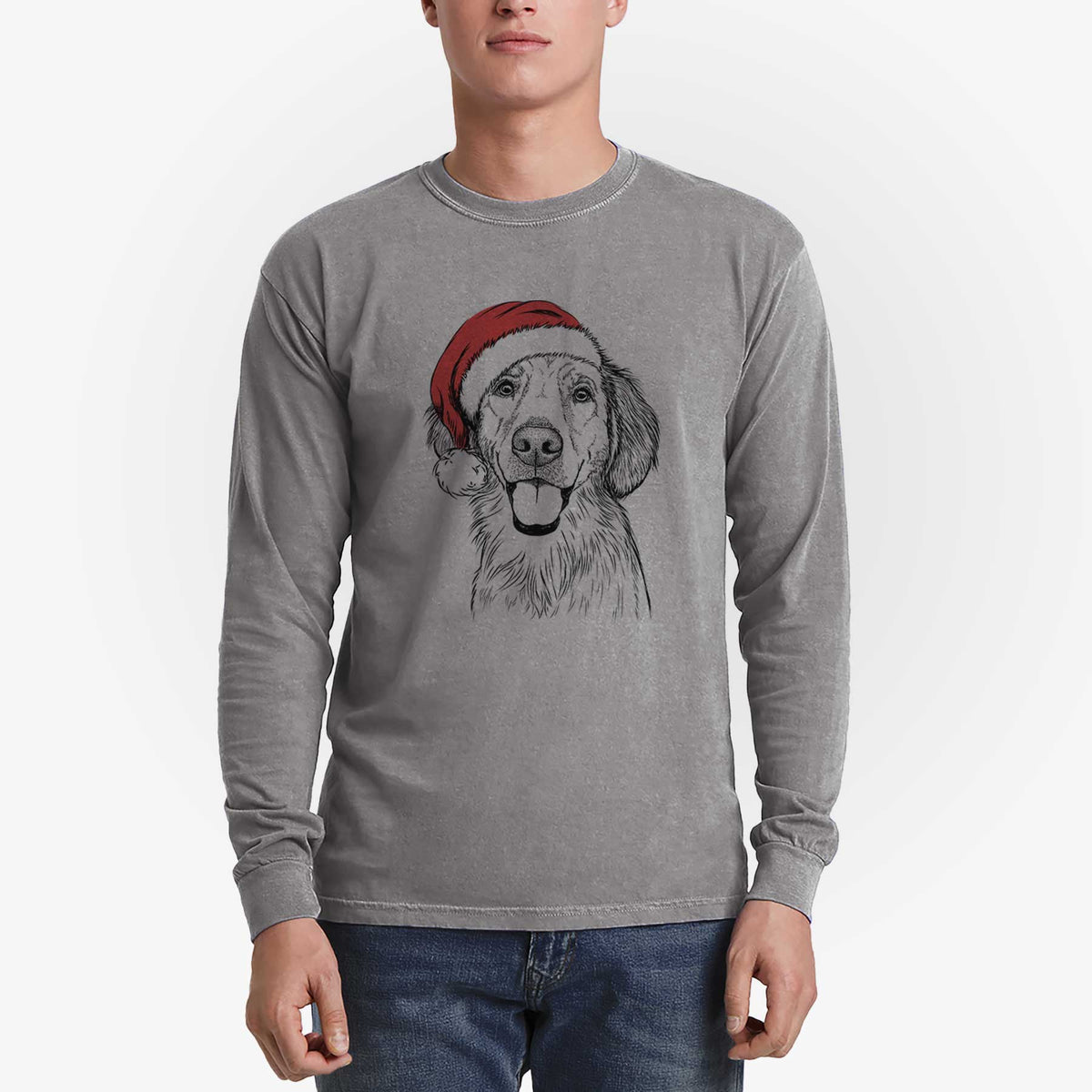 Santa Riley the Golden Retriever - Heavyweight 100% Cotton Long Sleeve