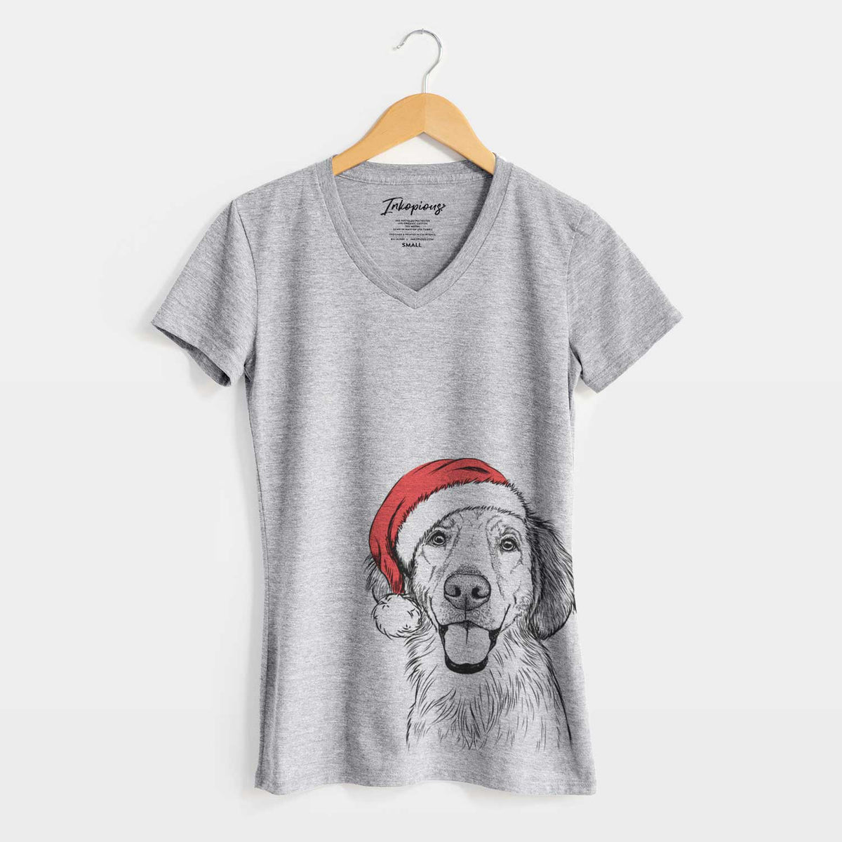 Santa Riley the Golden Retriever - Women's V-neck Shirt