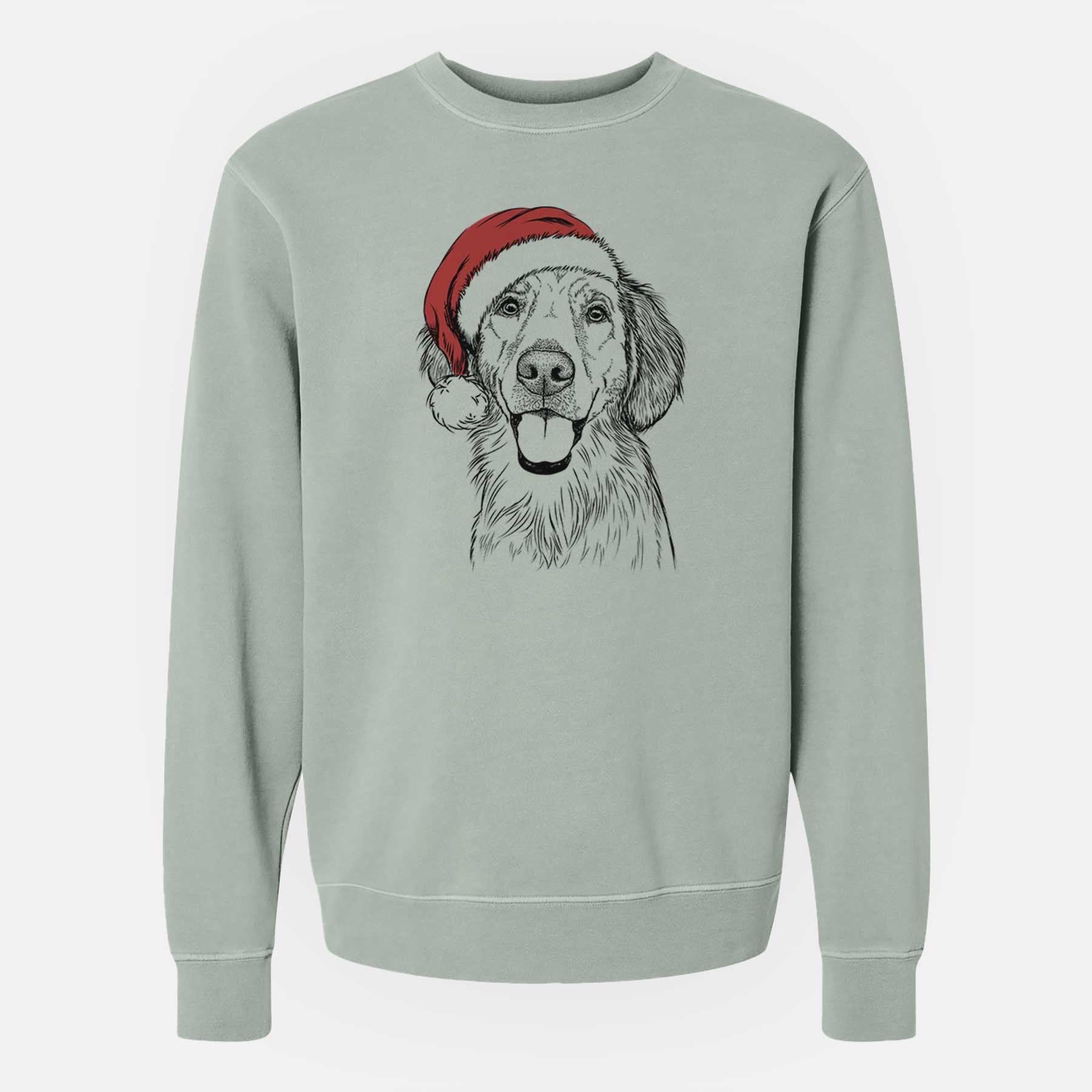 Santa Riley the Golden Retriever - Unisex Pigment Dyed Crew Sweatshirt