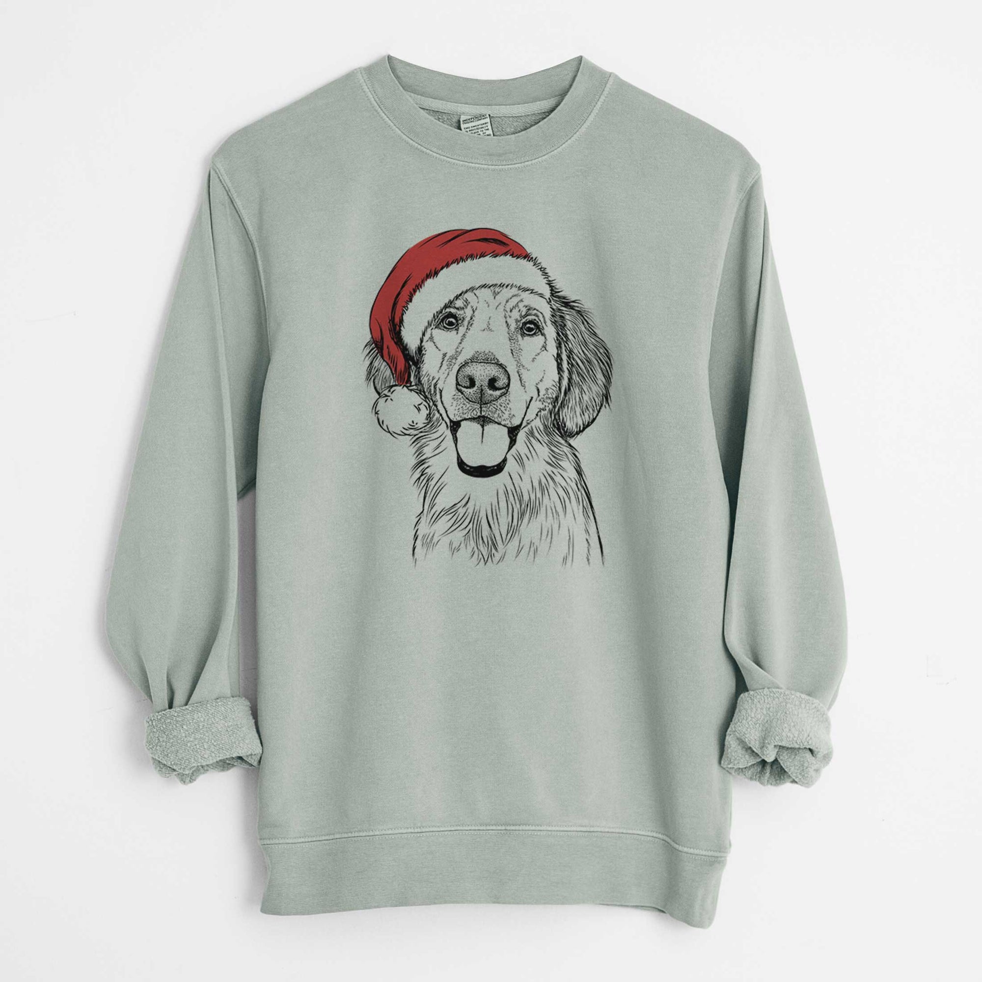 Santa Riley the Golden Retriever - Unisex Pigment Dyed Crew Sweatshirt