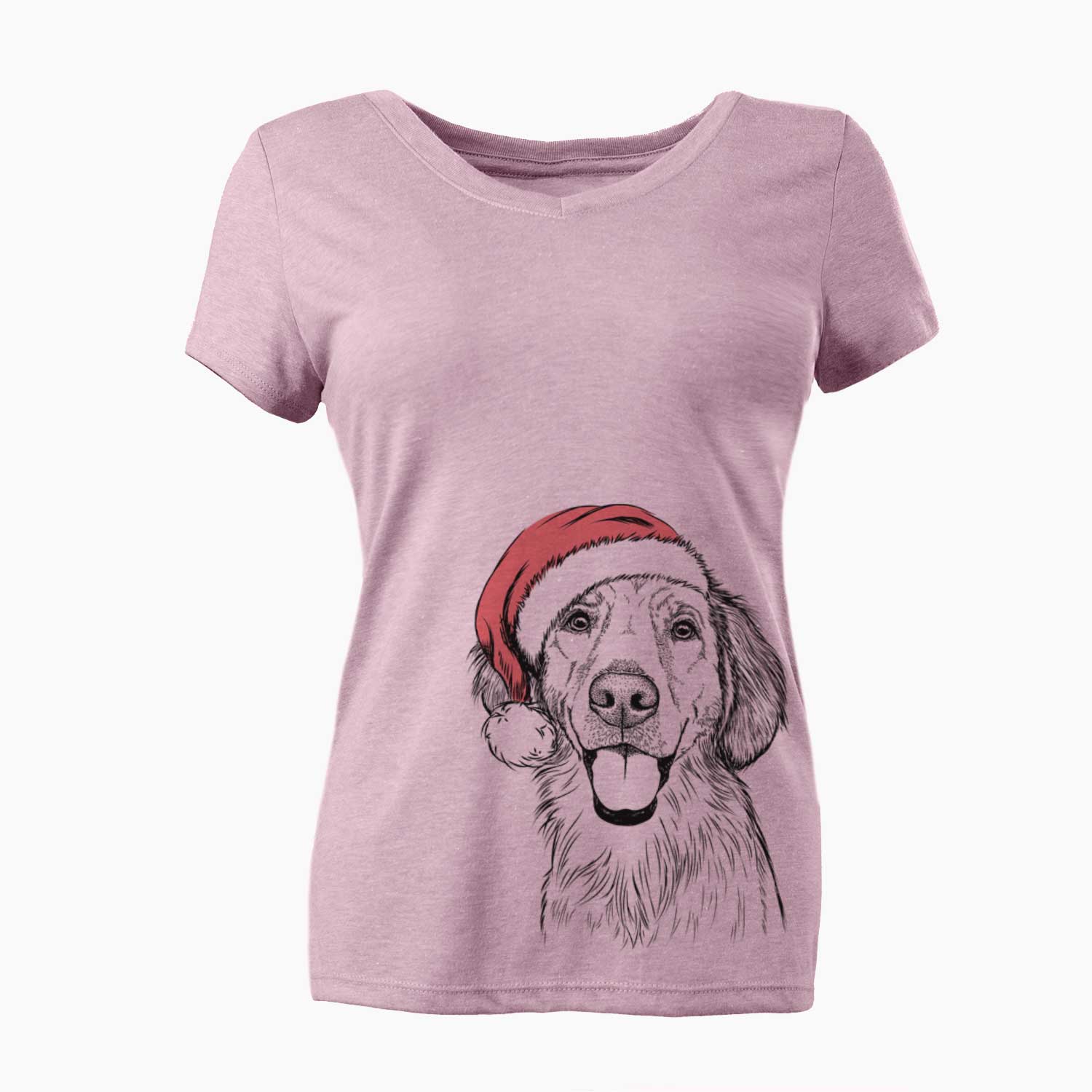 Santa Riley the Golden Retriever - Women's V-neck Shirt