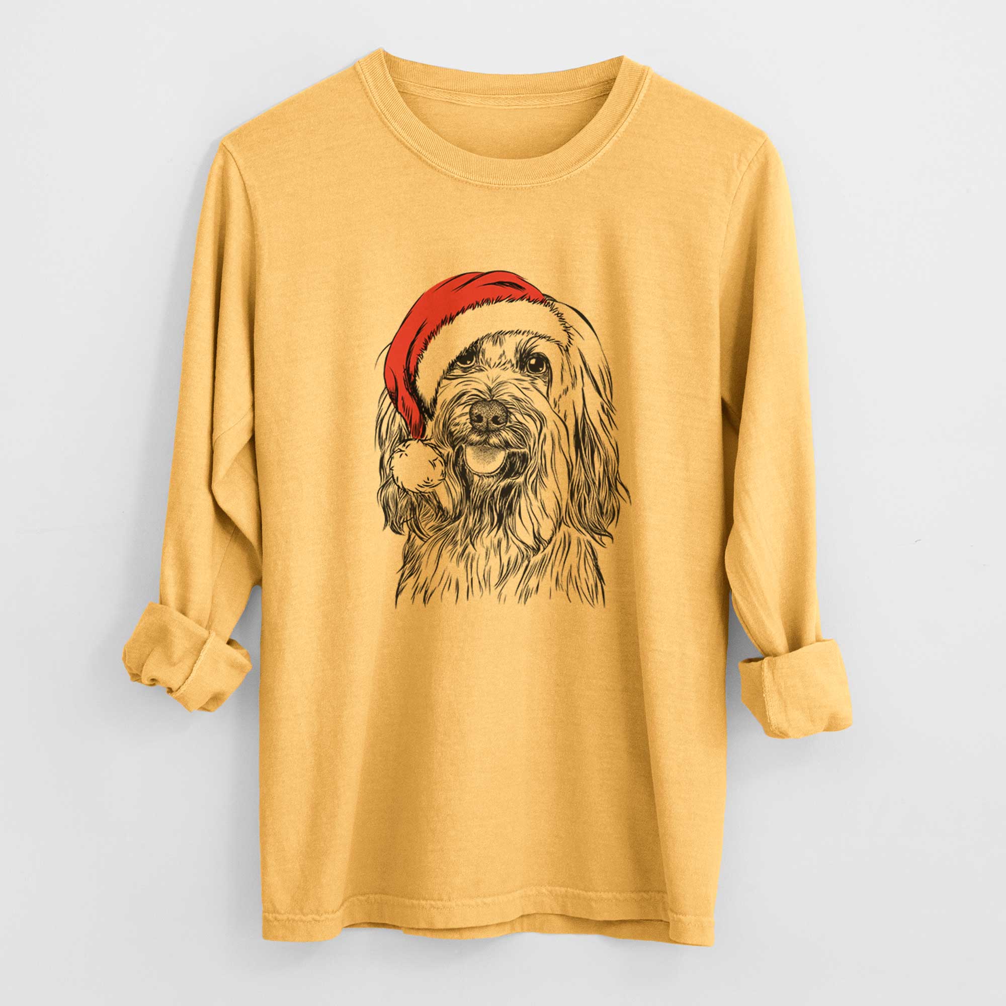 Santa Rime the Tibetan Terrier - Heavyweight 100% Cotton Long Sleeve