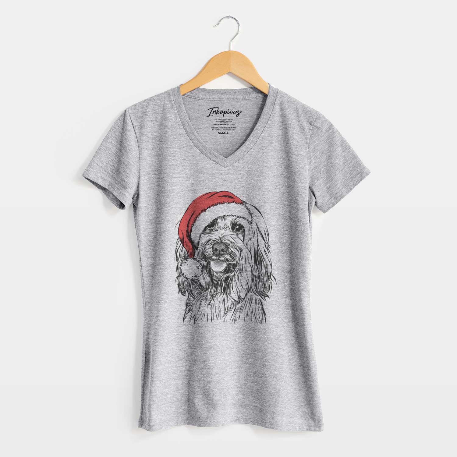 Santa Rime the Tibetan Terrier - Women's V-neck Shirt