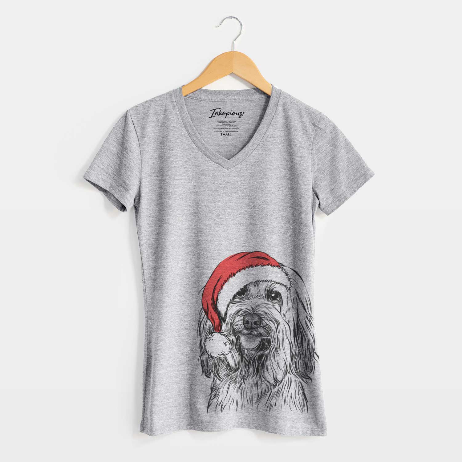 Santa Rime the Tibetan Terrier - Women's V-neck Shirt