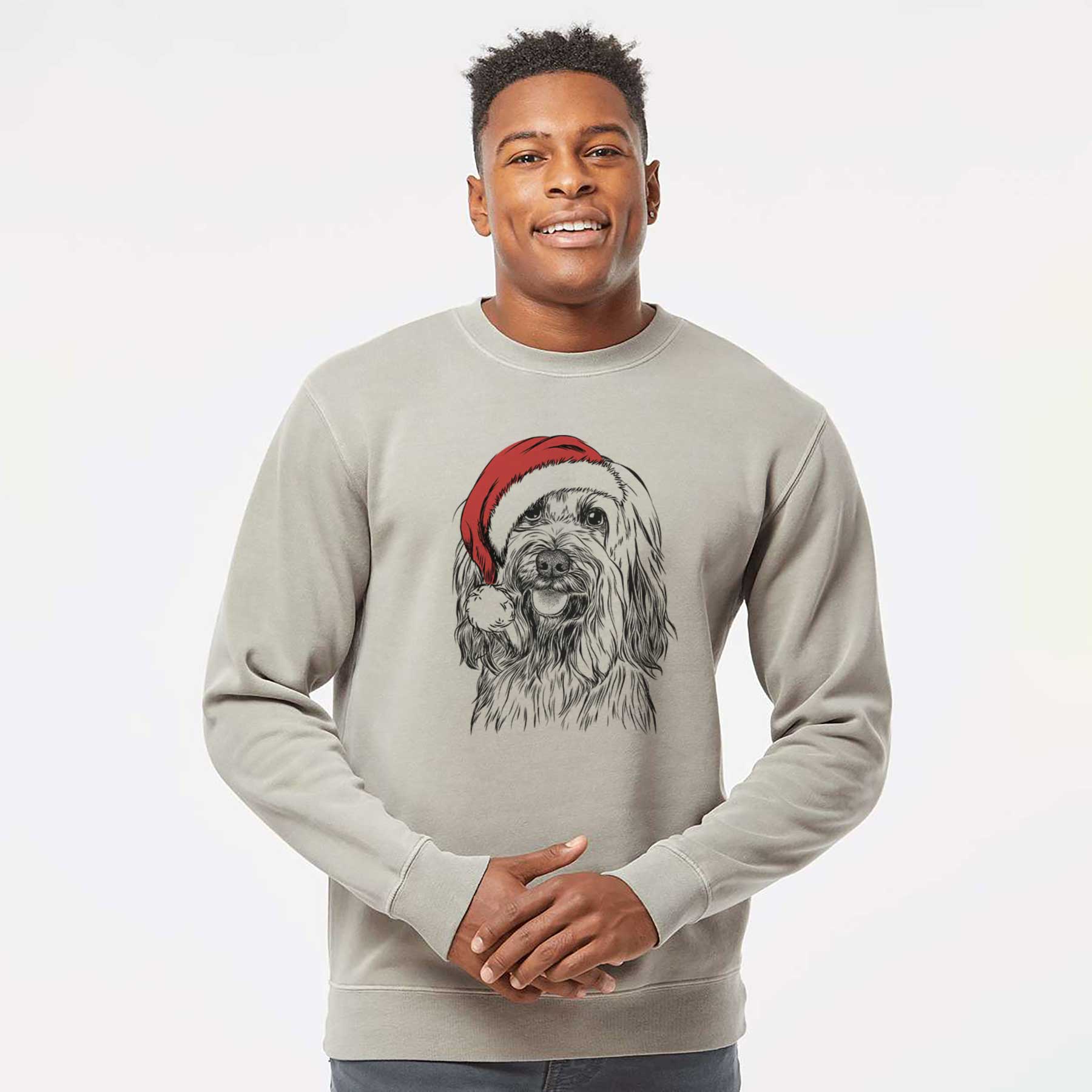 Santa Rime the Tibetan Terrier - Unisex Pigment Dyed Crew Sweatshirt