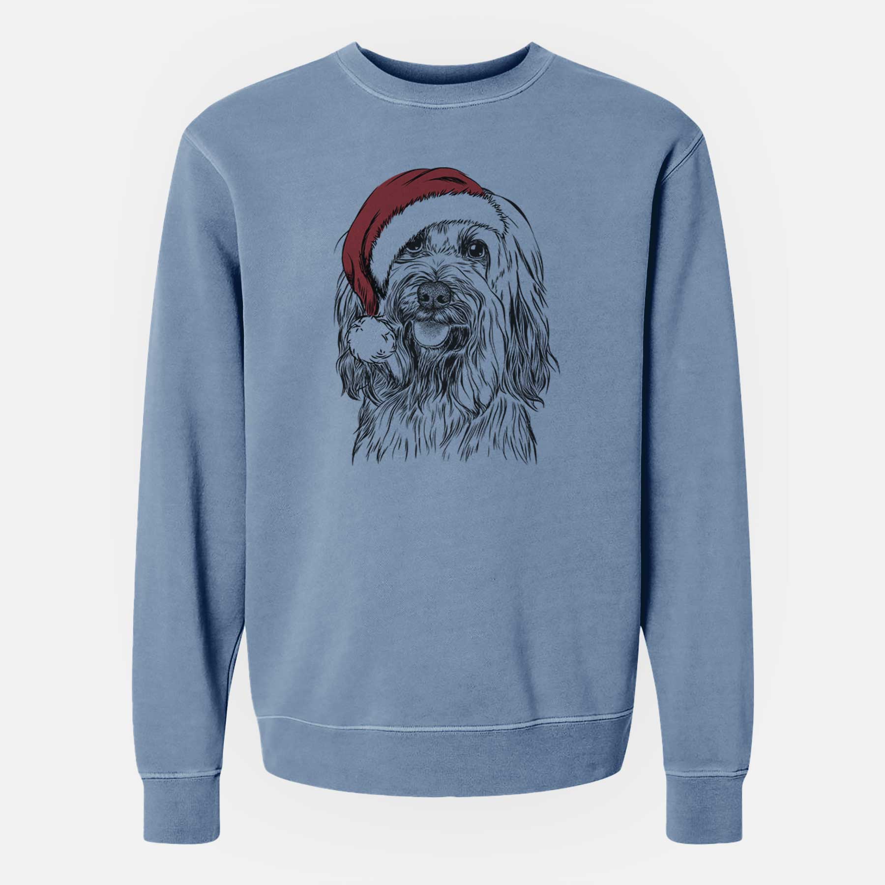 Santa Rime the Tibetan Terrier - Unisex Pigment Dyed Crew Sweatshirt