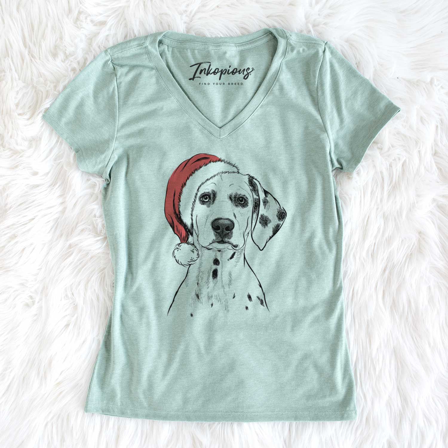 Santa Riot the Dalmatian - Women's V-neck Shirt