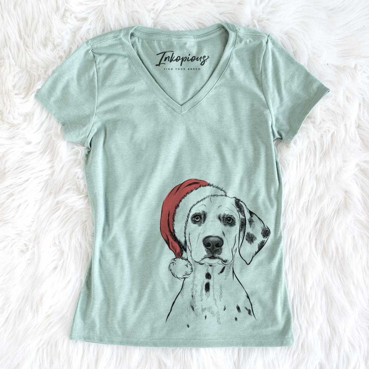 Santa Riot the Dalmatian - Women&#39;s V-neck Shirt