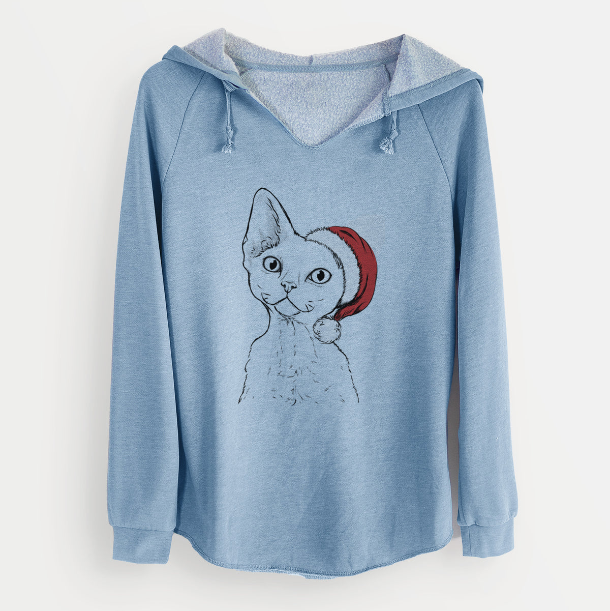 Santa Ripley the Devon Rex Cat - Cali Wave Hooded Sweatshirt