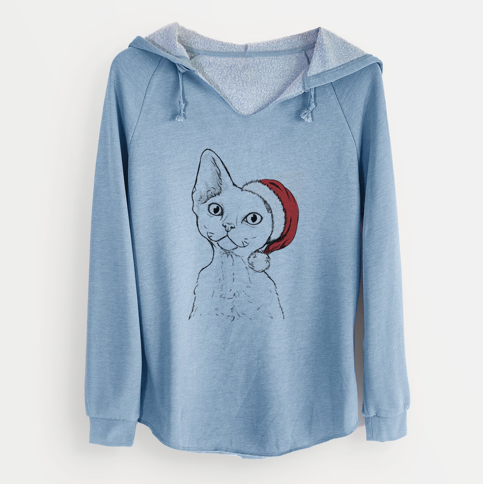 Santa Ripley the Devon Rex Cat - Cali Wave Hooded Sweatshirt