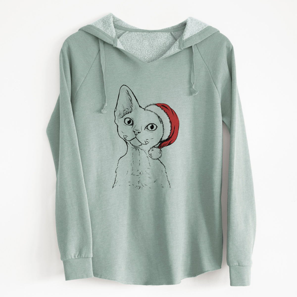 Santa Ripley the Devon Rex Cat - Cali Wave Hooded Sweatshirt
