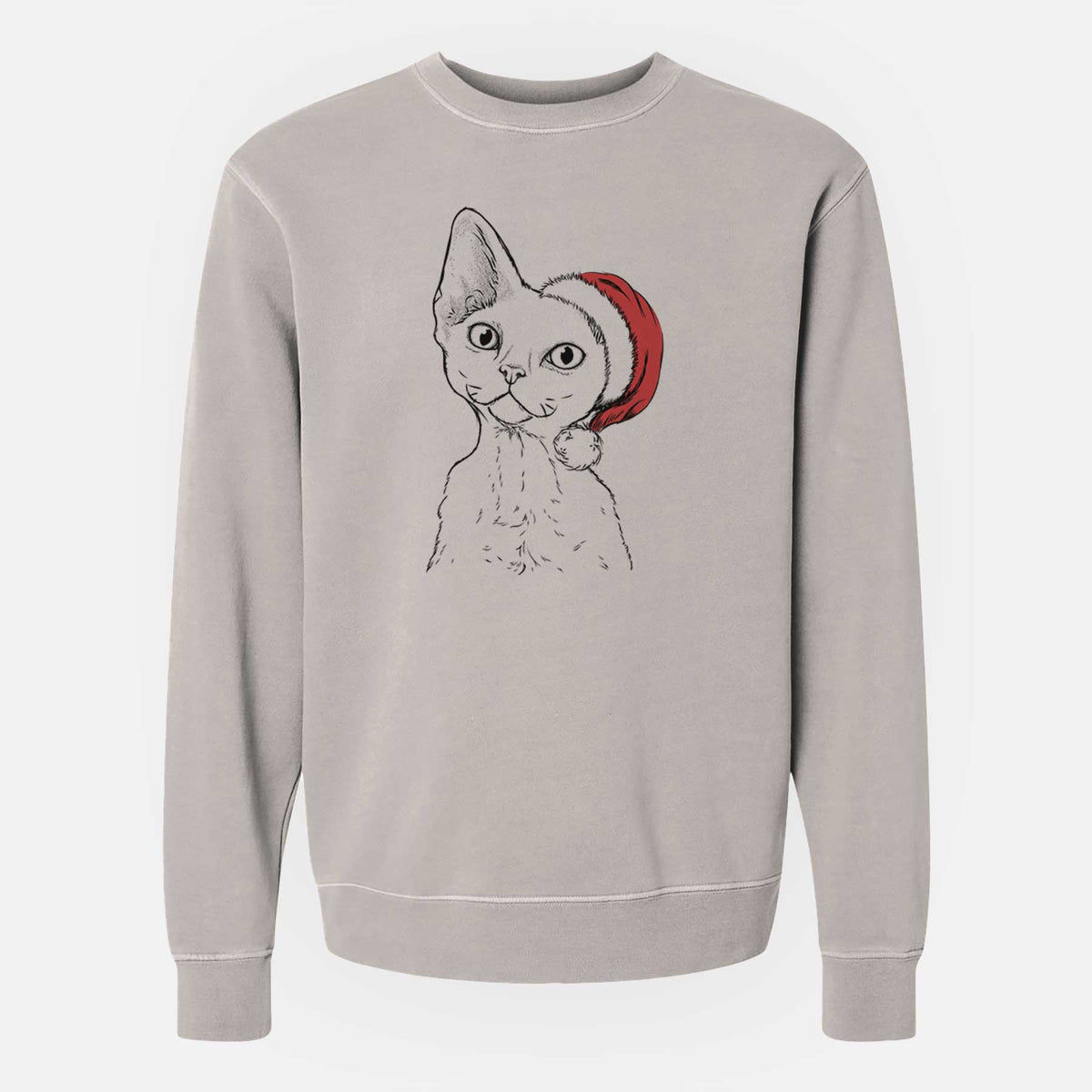 Santa Ripley the Devon Rex Cat - Unisex Pigment Dyed Crew Sweatshirt