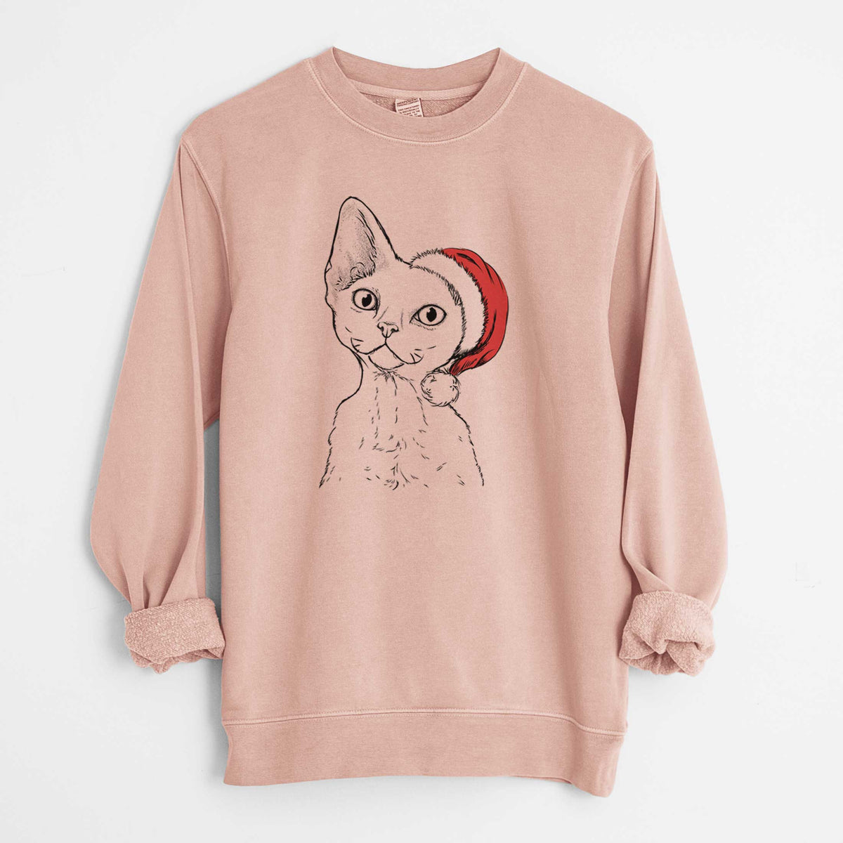 Santa Ripley the Devon Rex Cat - Unisex Pigment Dyed Crew Sweatshirt